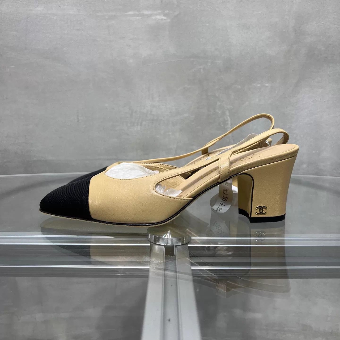 Chanel Chanel Beige Slingback Block Heel Sandals Size 37 Size US 6.5 / IT 36.5 - 3 Thumbnail