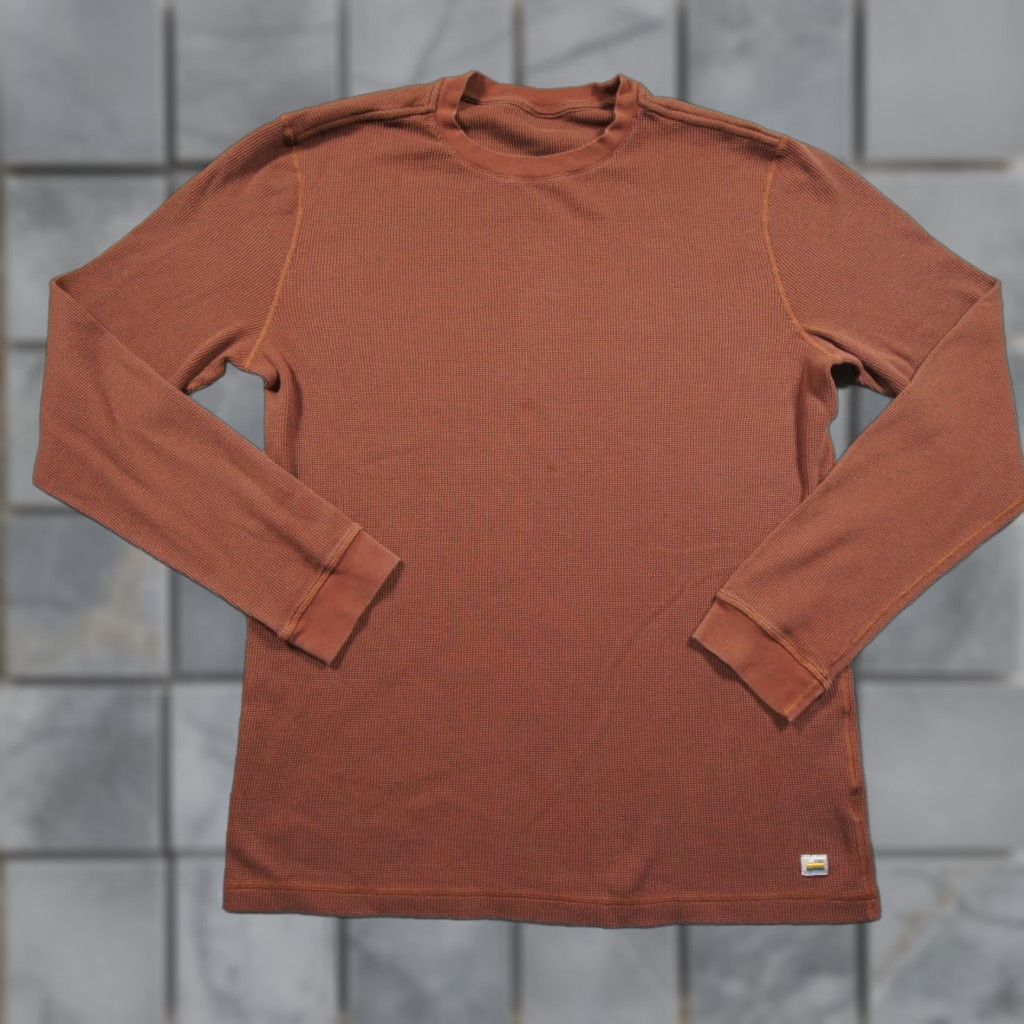 Vuori VUORI Shirt Mens XL Brown Waffle Knit Long Sleeve Crewneck Pullover Adult Size US XL / EU 56 / 4 - 1 Thumbnail