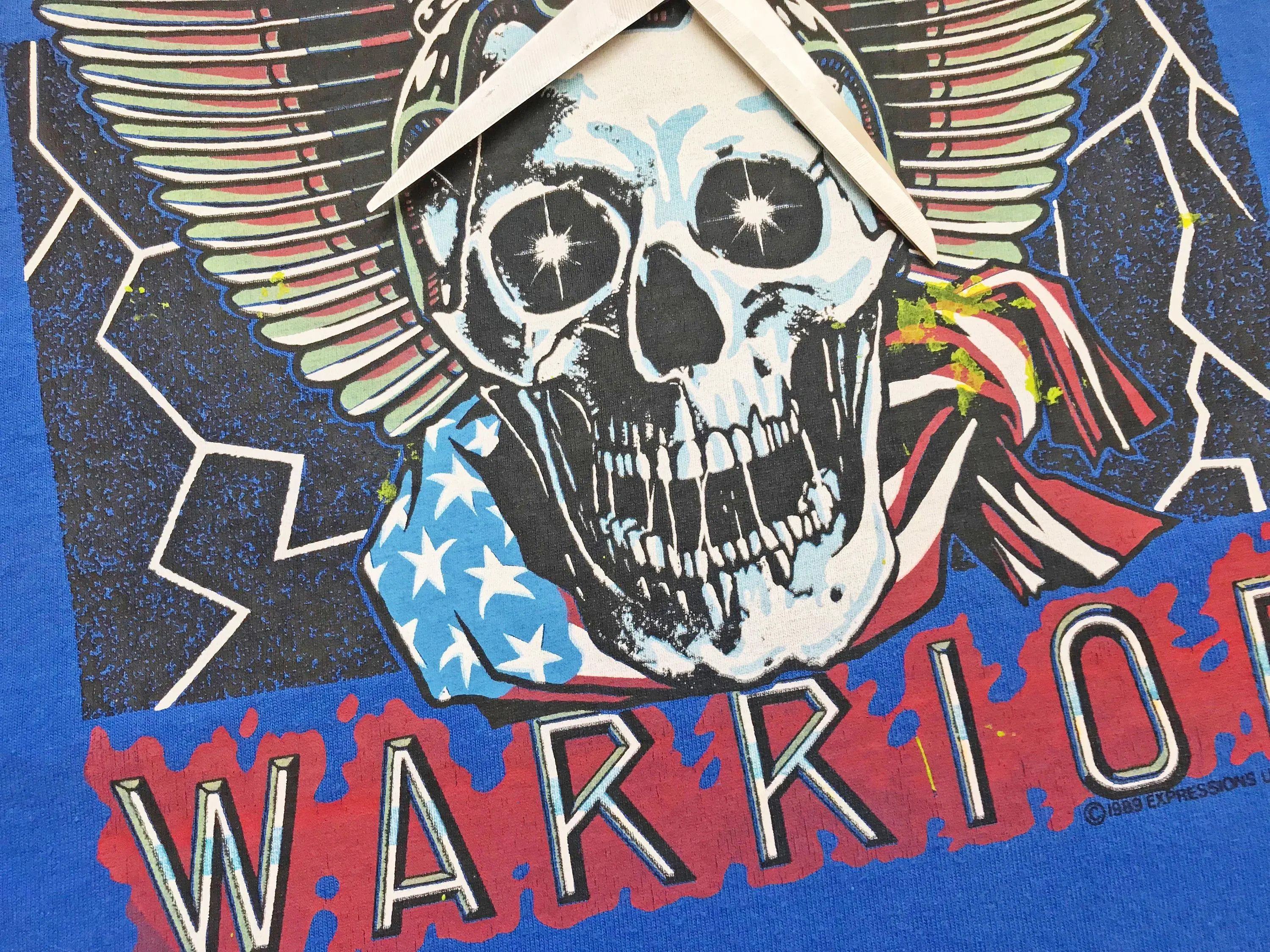 Fruit Of The Loom Vintage 1989 WINGED WARRIOR T shirt 80s 90s Tee Skull Size US M / EU 48-50 / 2 - 9 Thumbnail