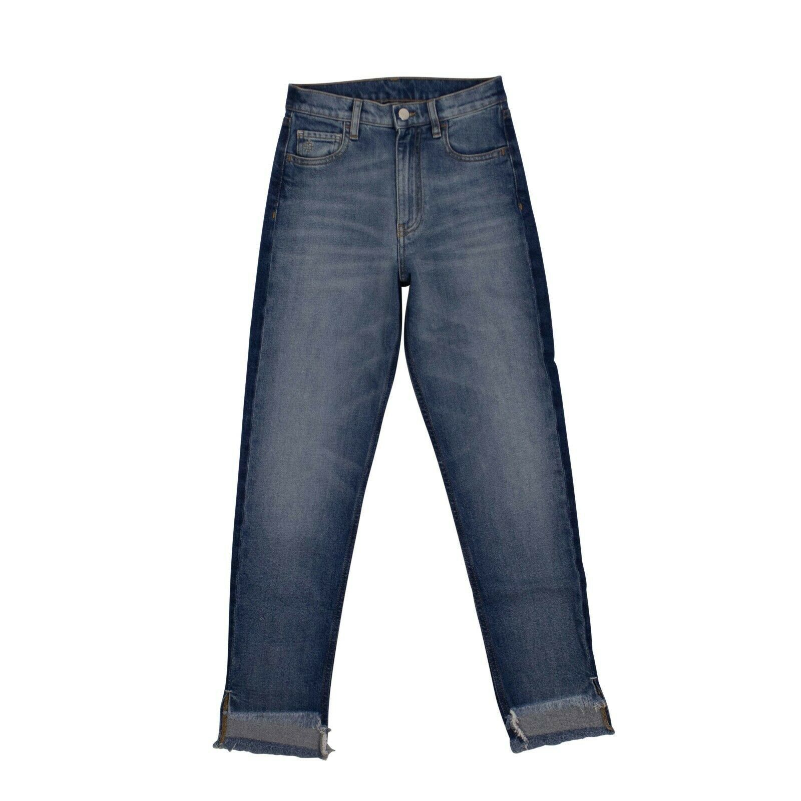 image of Marcelo Burlon Blue Denim Vintage Two-Tone Slim Jeans Pants Size 26, Men's