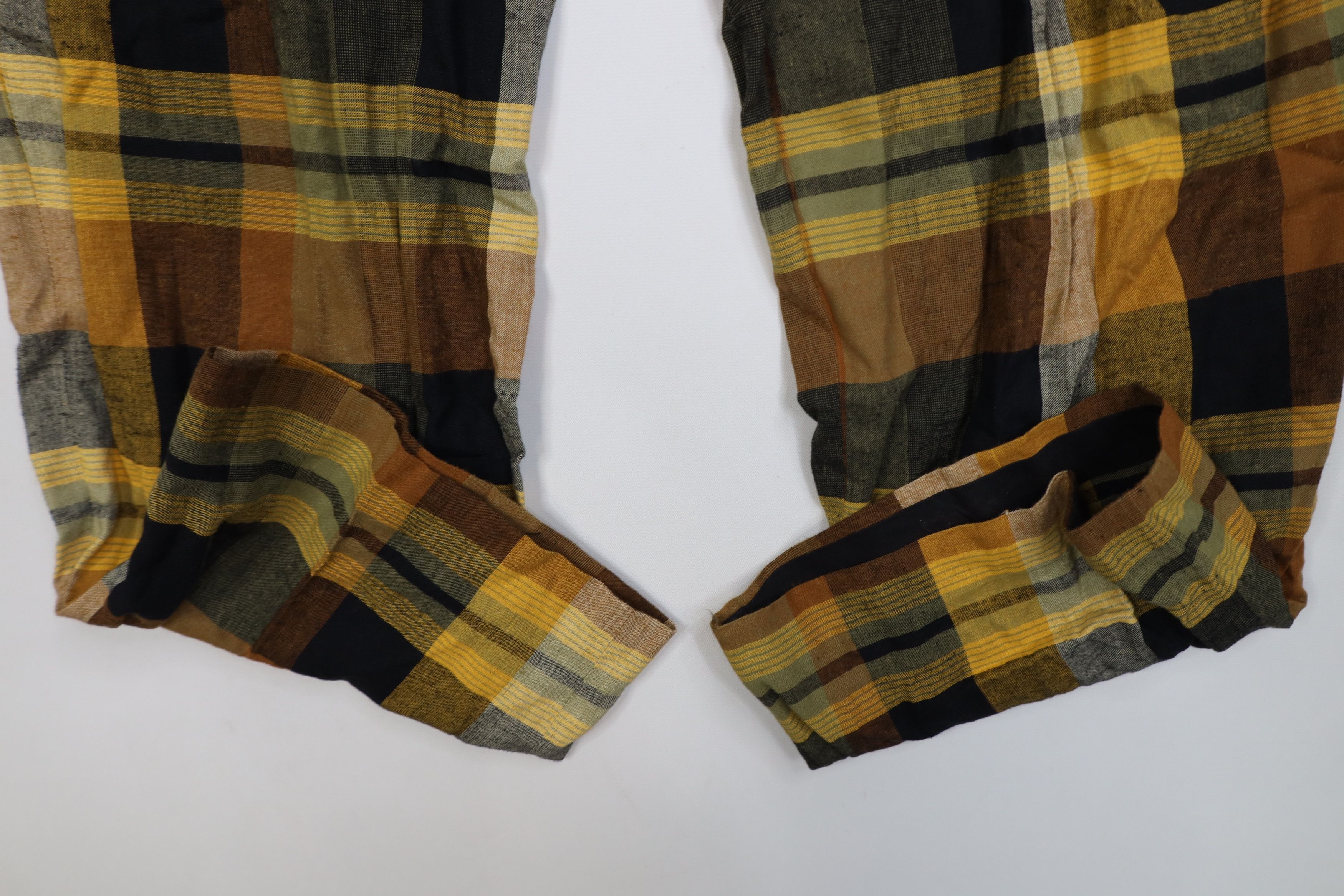 Vintage Vintage 70s Linen Blend Wide Leg Bell Bottoms Pants Plaid Size 26" / US 2 / IT 38 - 5 Thumbnail