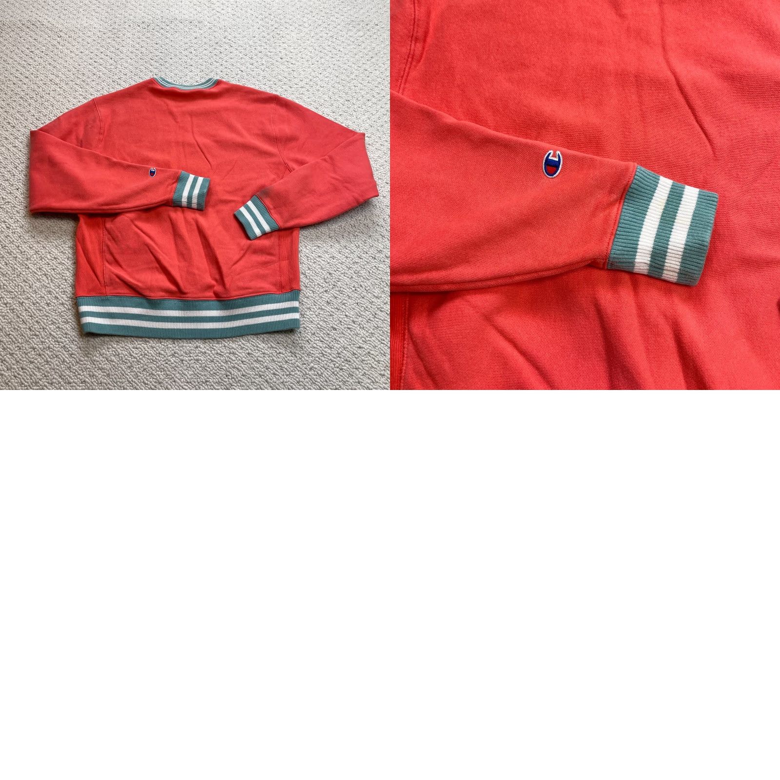 Champion VINTAGE Champion Sweatshirt Womens Medium Orange Pullover Ringer Reverse Weave Crew Neck Long Sleeve Logo Solid Retro Men/Women? Size M / US 6-8 / IT 42-44 - 9 Thumbnail