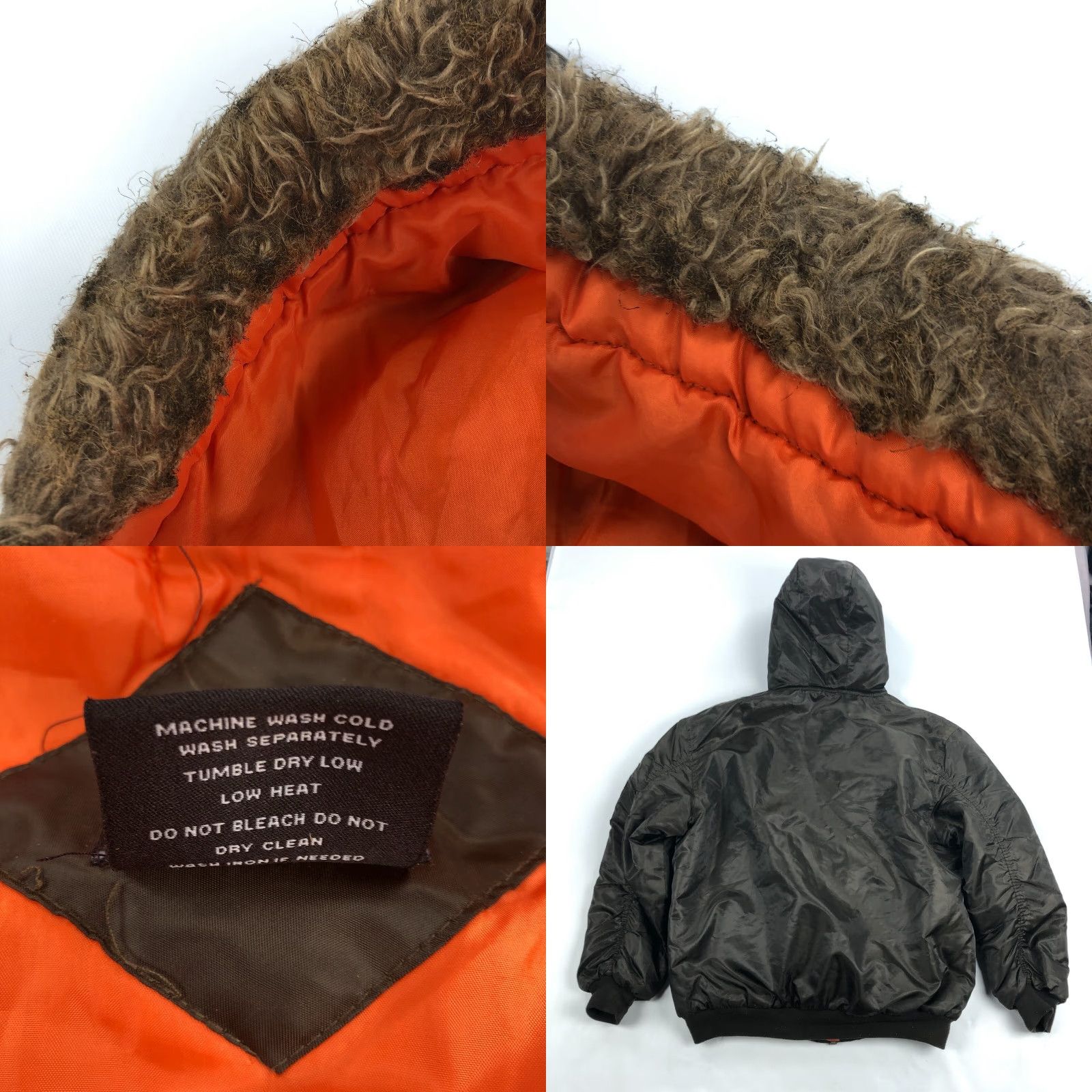 Industrie VINTAGE N2B Pilots Flight Jacket 2XL Nylon Military Bomber Jacket Hooded Fur Brown Unisex Adults Winter Spring Casual Mens Womens Size US XXL / EU 58 / 5 - 9 Thumbnail