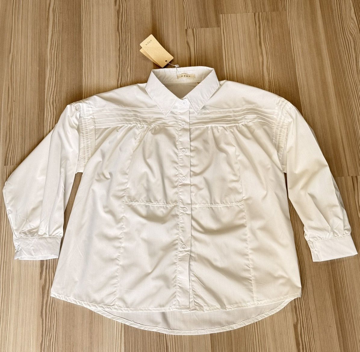 DOEN DÔEN Jane Blouse / Pin-Tuck Oversized Shirt - NWT - White Size M / US 6-8 / IT 42-44 - 1 Thumbnail