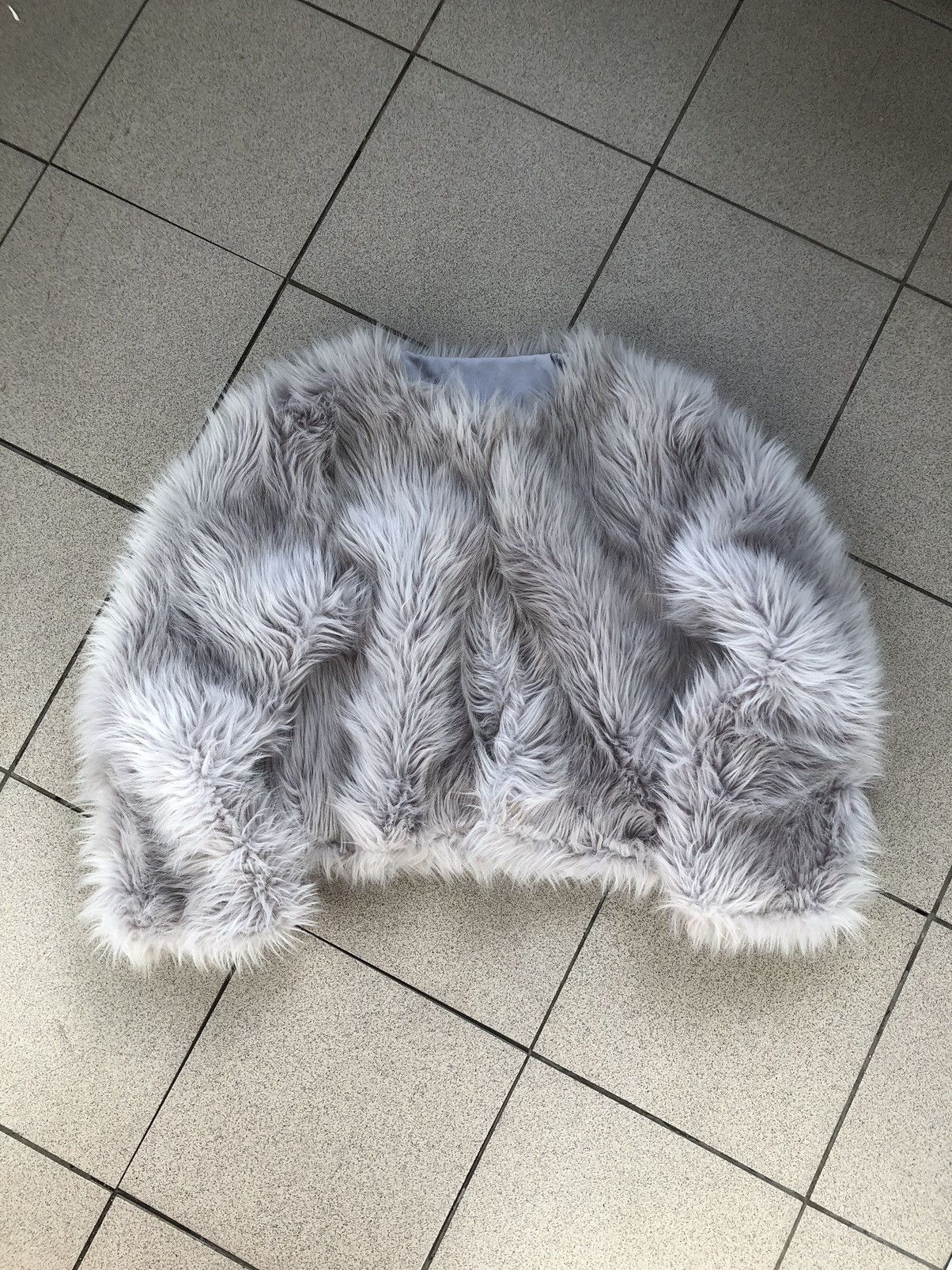 image of Archival Clothing x Beauty Beast Vintage Yohji Style Faux Fur Cropped Jacket in White (Size Small)