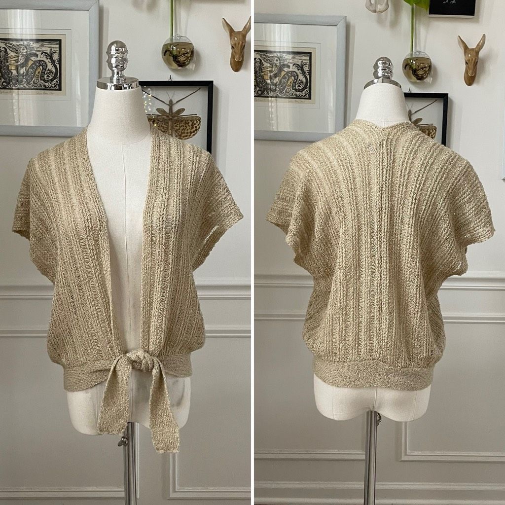 Vintage Vintage Glentex Tan Gold Shrug Sweater Tie Front Cardigan Op Size M / US 6-8 / IT 42-44 - 1 Thumbnail