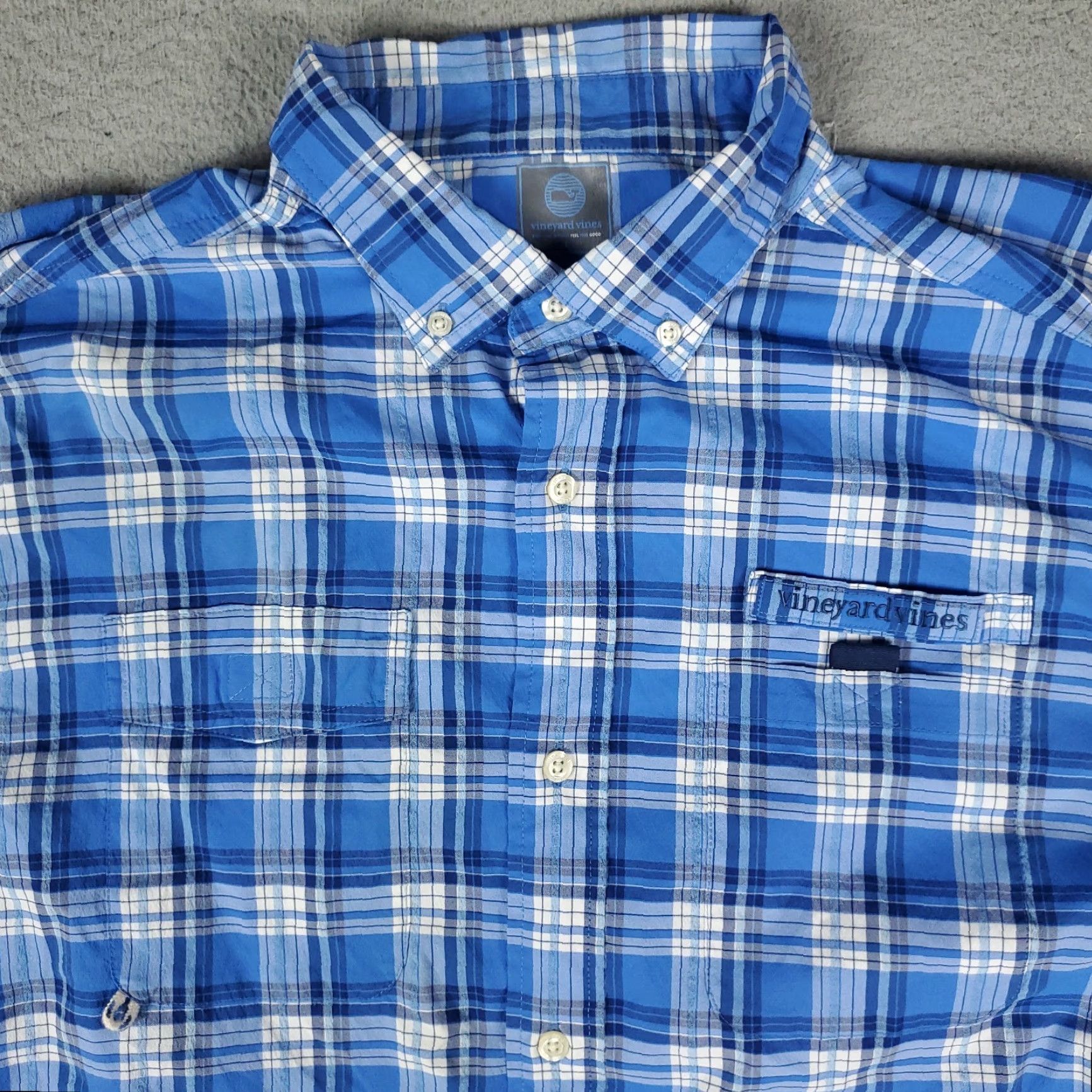 Vineyard Vines Vineyard Vines Shirt Men Large Blue Plaid Button-Up Long Sleeve Nylon Regular Fit Fishing Mens Size US L / EU 52-54 / 3 - 2 Thumbnail