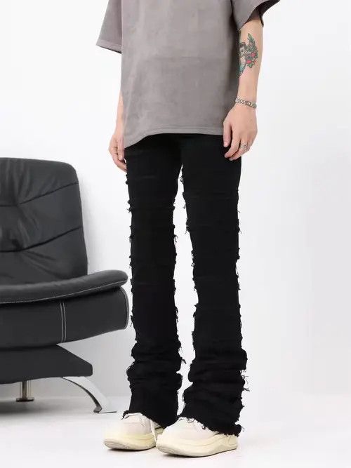 VIBE Vintage Street Punk Ruffled Raw Hem Casual Pants Size US 32 / EU 48 - 7 Thumbnail