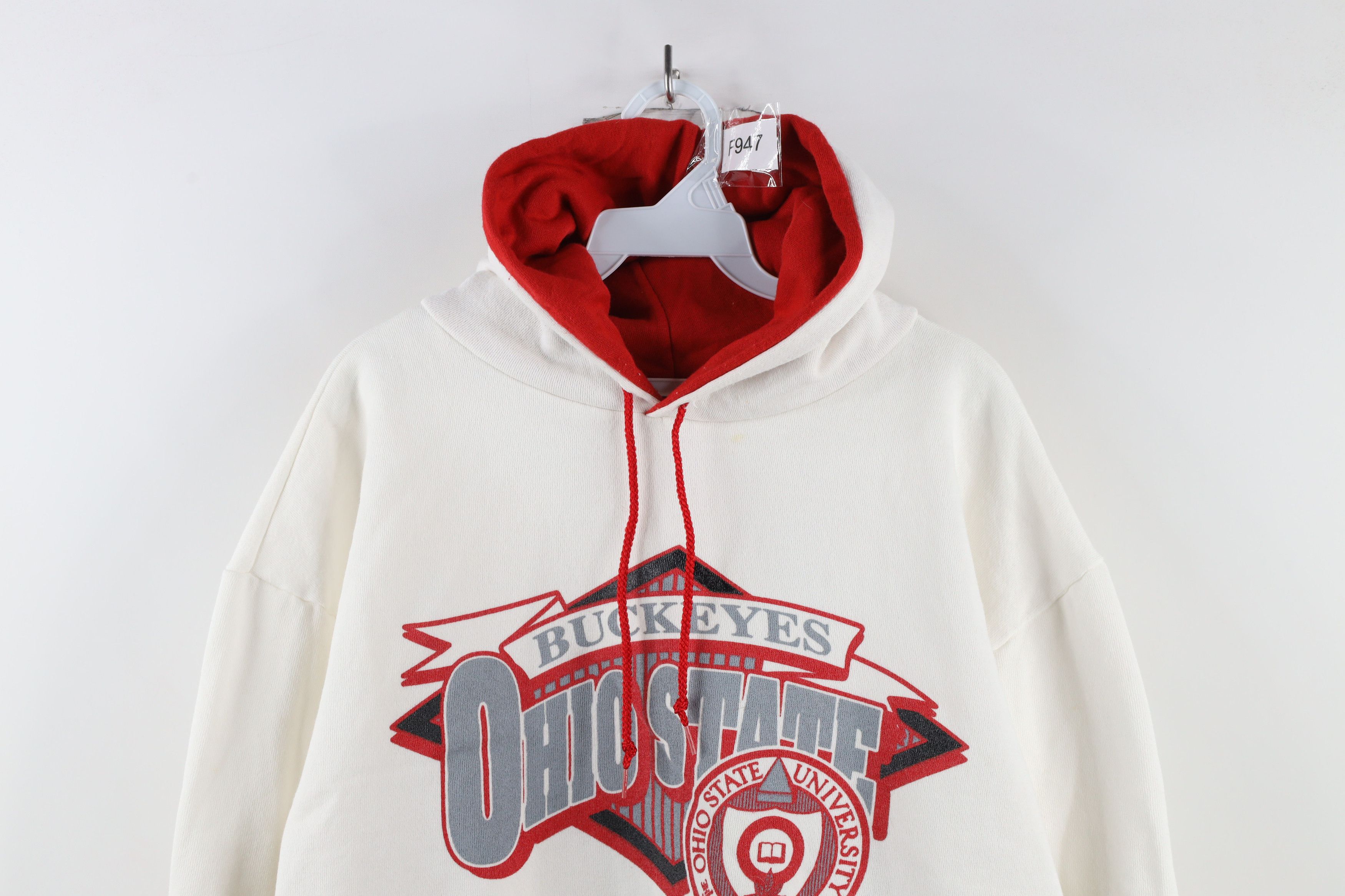 Vintage Vintage 90s State University Hoodie Sweatshirt White USA Size US L / EU 52-54 / 3 - 2 Thumbnail