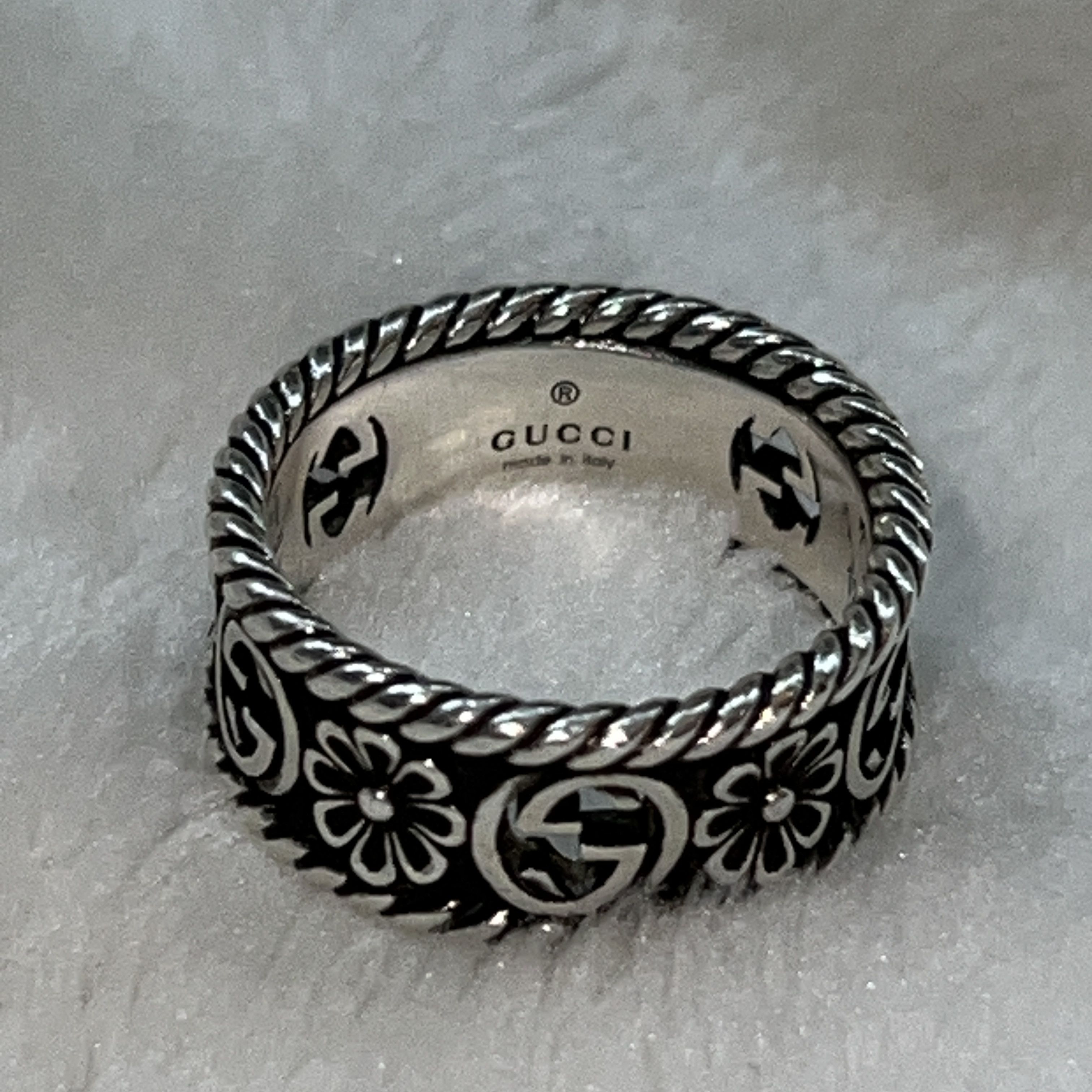Gucci Gucci Sterling Silver Interlocking G Flower Band Ring Size 6 Size ONE SIZE - 2 Thumbnail