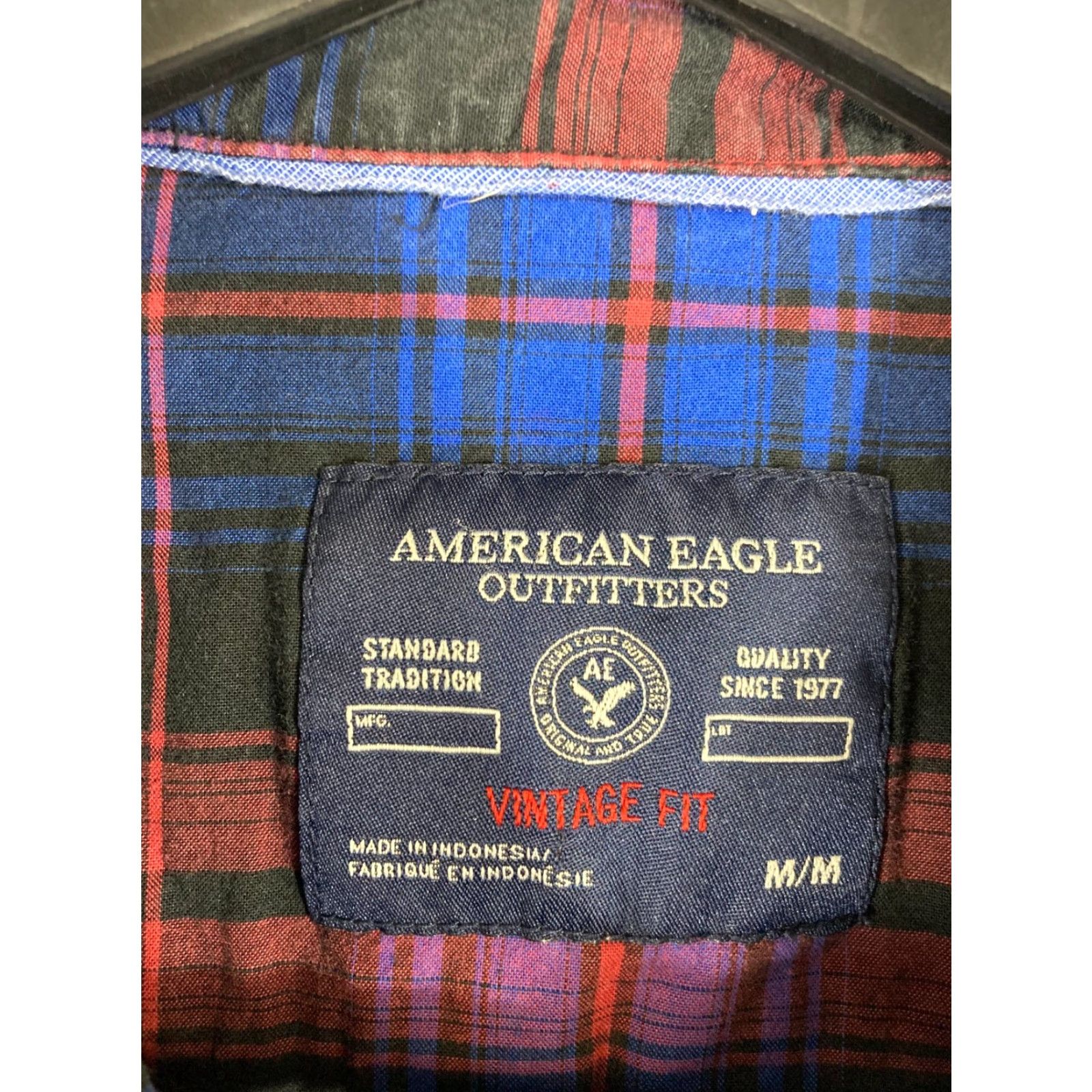 American Eagle Outfitters American Eagle Outfitters Western Shirt Mens M Blue Red Plaid Vintage Fit Snap Long Sleeve Cowboy Pockets Pearl Snap Casual Shirt Mens M Western Shirt Size US M / EU 48-50 / 2 - 5 Thumbnail