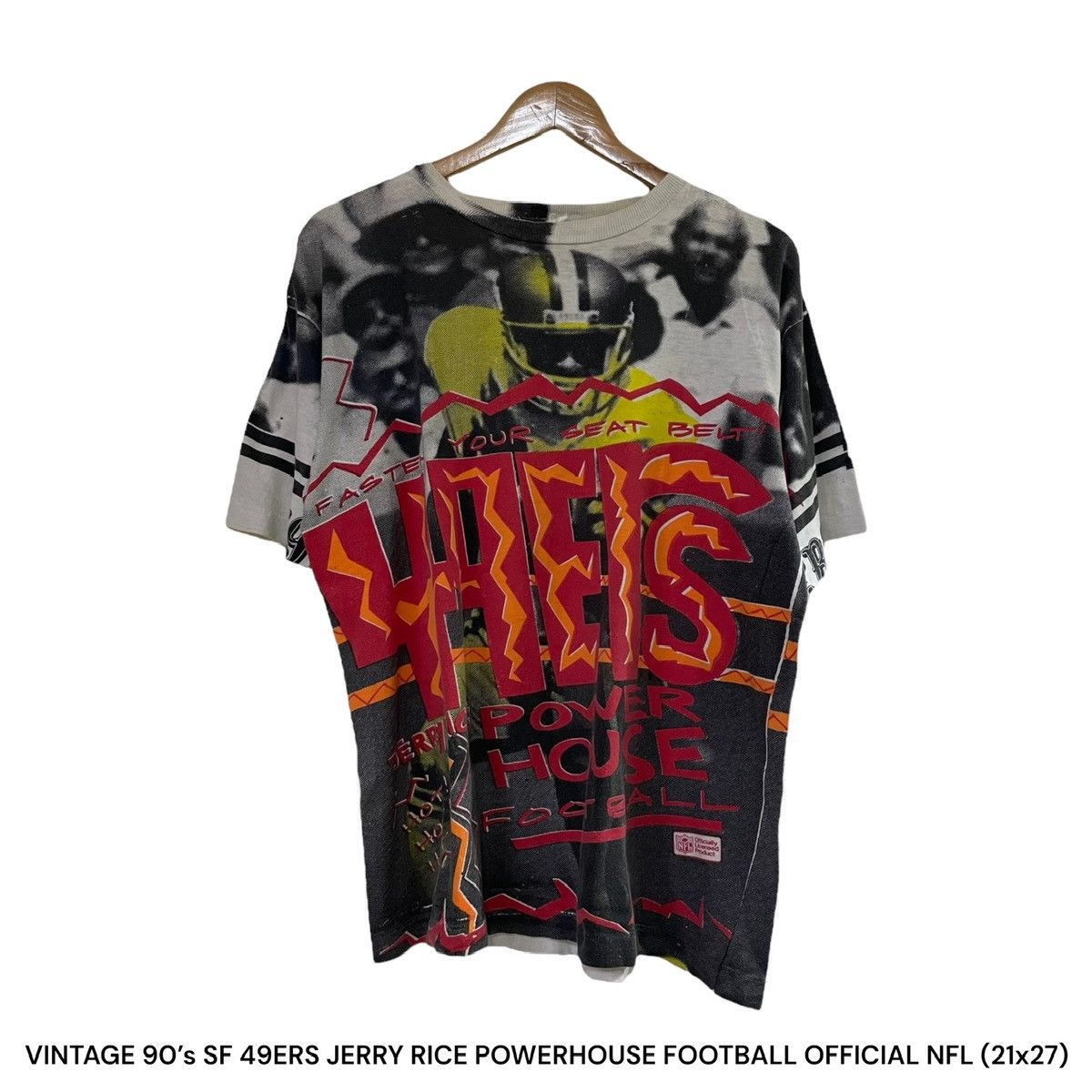 NFL Vintage SF 49ERS Jerry Rice Powerhouse Football Overprint Size US L / EU 52-54 / 3 - 1 Thumbnail