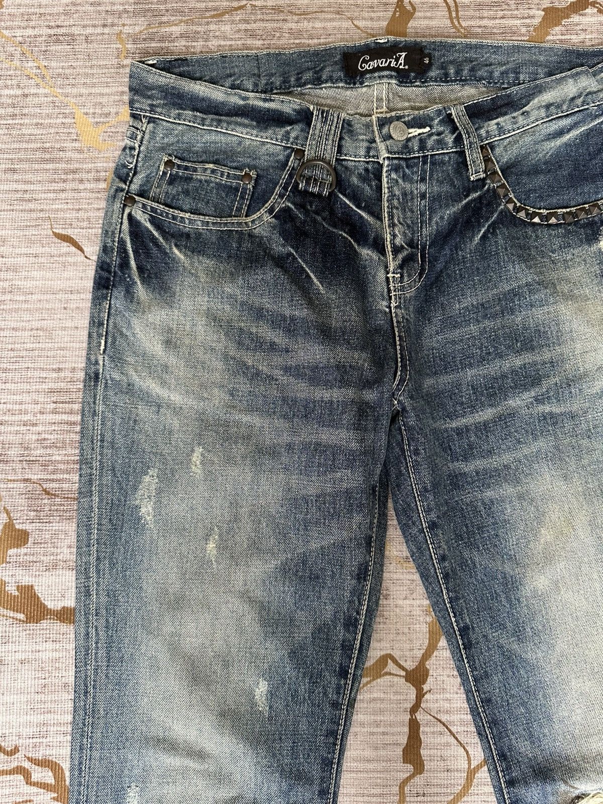 CIVARIZE FLARE Cavari A Studded Pocket Claw Marks Distressed Denim Size US 32 / EU 48 - 9 Thumbnail