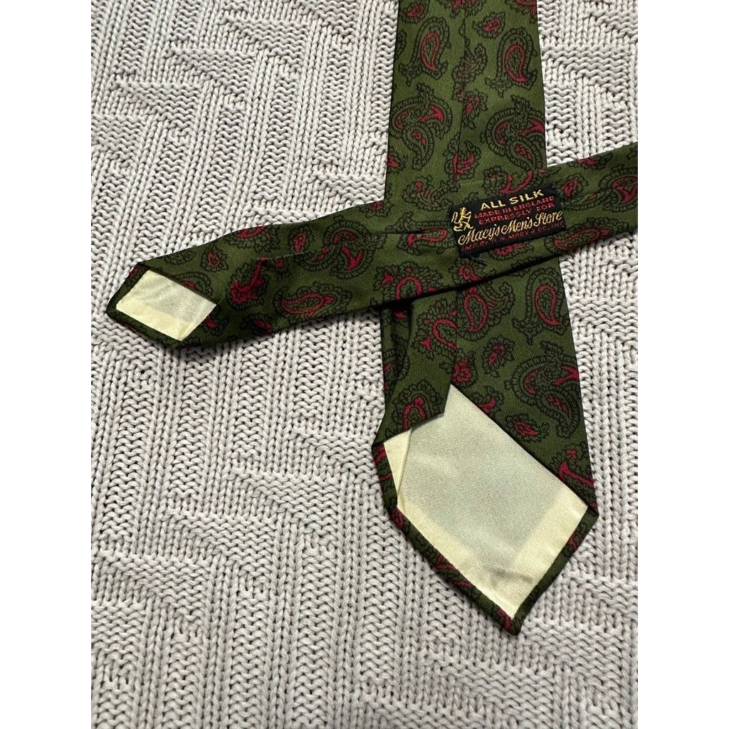 Macys Vintage Macy's green and red paisley silk tie Size ONE SIZE - 2 Thumbnail
