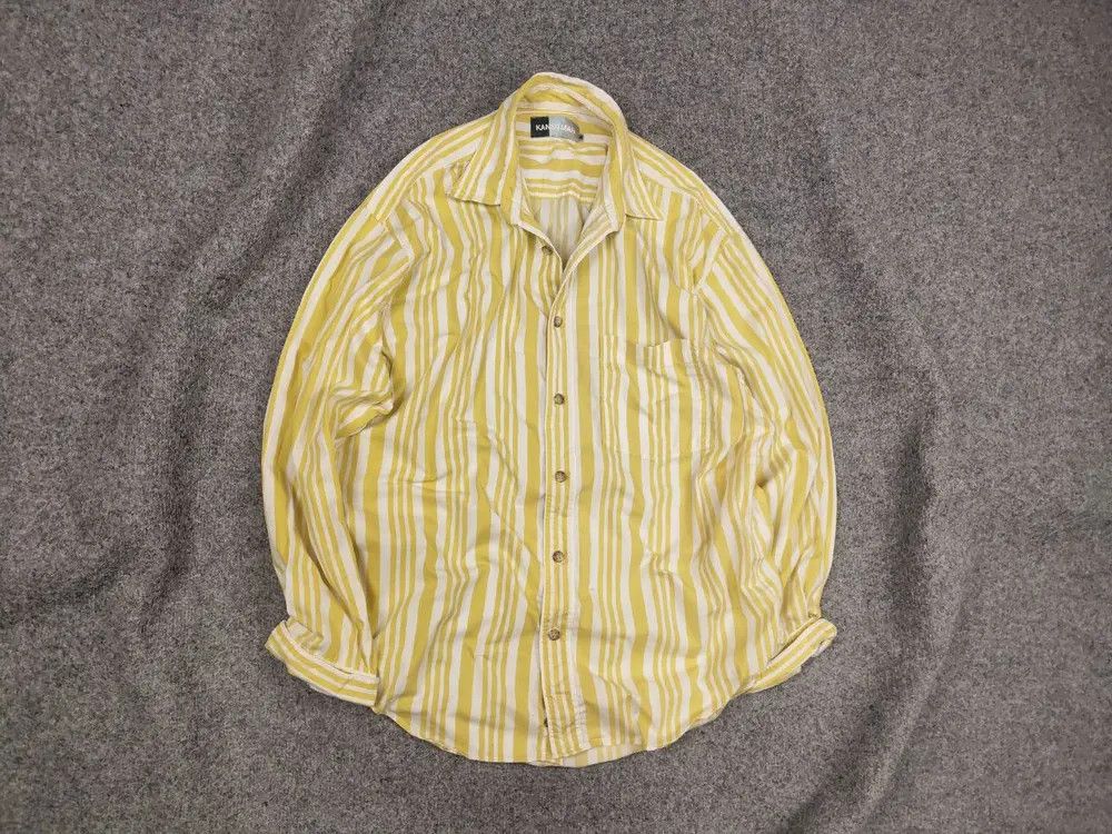 Kansai Yamamoto Vintage 90's Kansai Yamamoto Man Striped Yellow Casual shirt Size US M / EU 48-50 / 2 - 1 Thumbnail