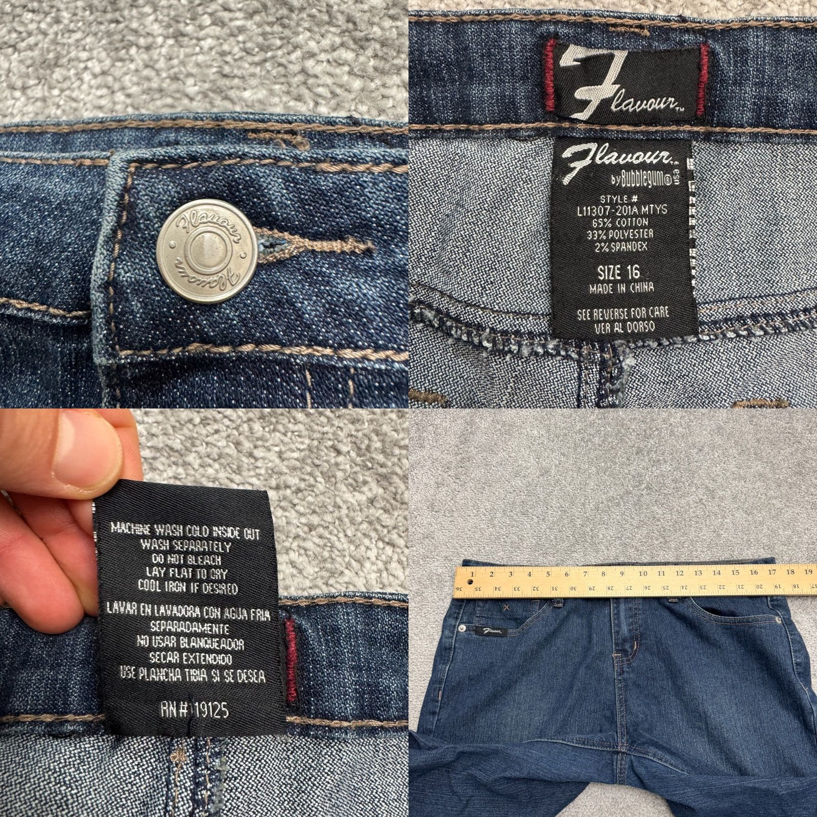 Denime 7 Flavour By Bubblegum Jeans Straight Womens 16 Denim Dark Wash 34x32 Vintage No Size 38" / US 16 / IT 52 - 8 Thumbnail