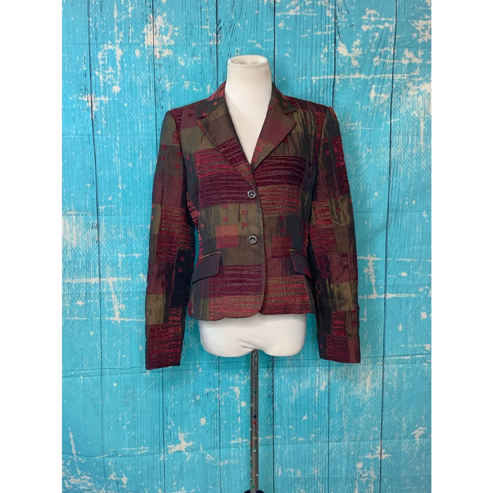 Harve Benard Harve Benard patchwork 2 buttons lined blazer size 8 Size M / US 6-8 / IT 42-44 - 5 Thumbnail