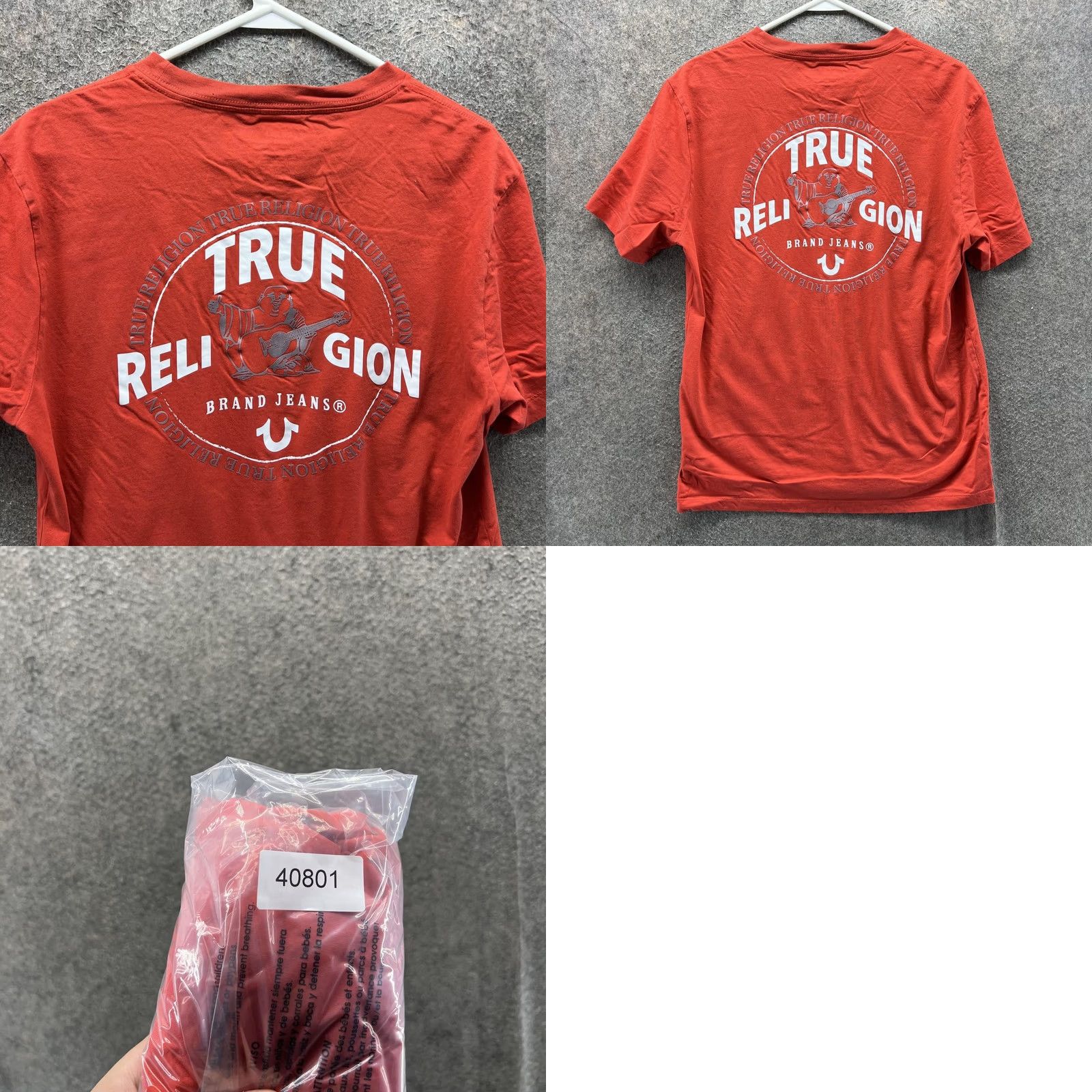 True Religion True Religion Shirt Mens Large Orange Buddha Guitar Logo Graphic Tee Tagless Size US L / EU 52-54 / 3 - 8 Thumbnail