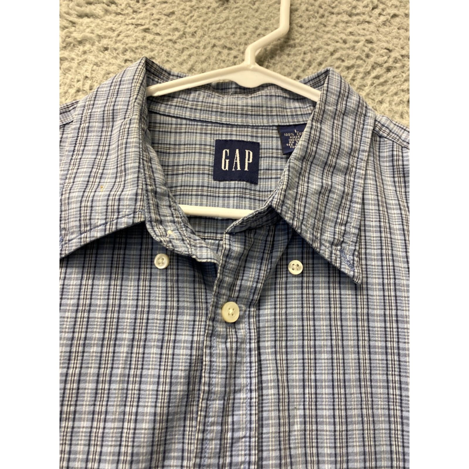 Gap Gap Shirt Mens Large L Heather Blue Gray Plaid Button-Up Multicolor 99-37 Mens Size US L / EU 52-54 / 3 - 2 Thumbnail