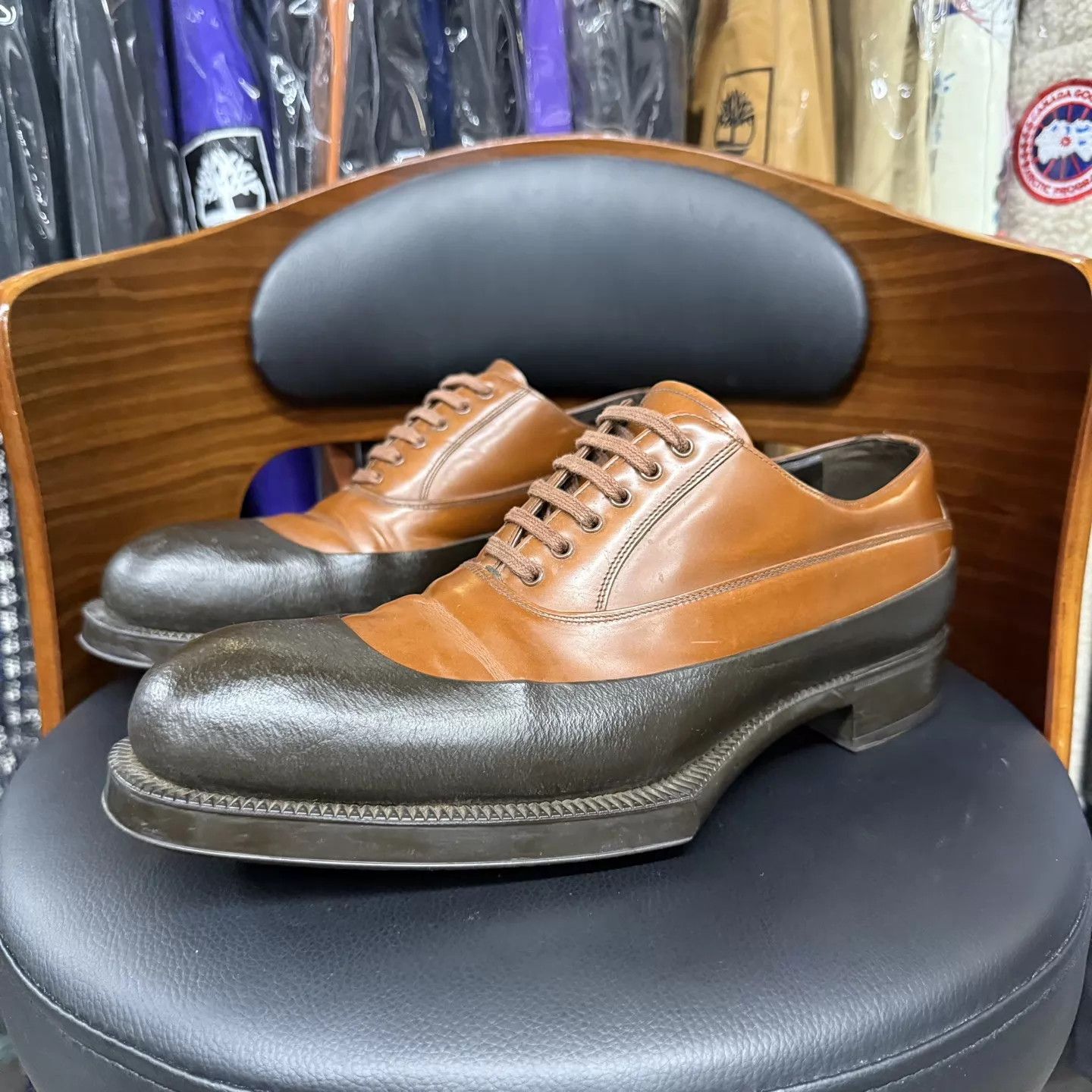 Prada Prada 2E Runway Black & Brown Leather Shoes US 8.5 Size US 8.5 / EU 41-42 - 1 Thumbnail