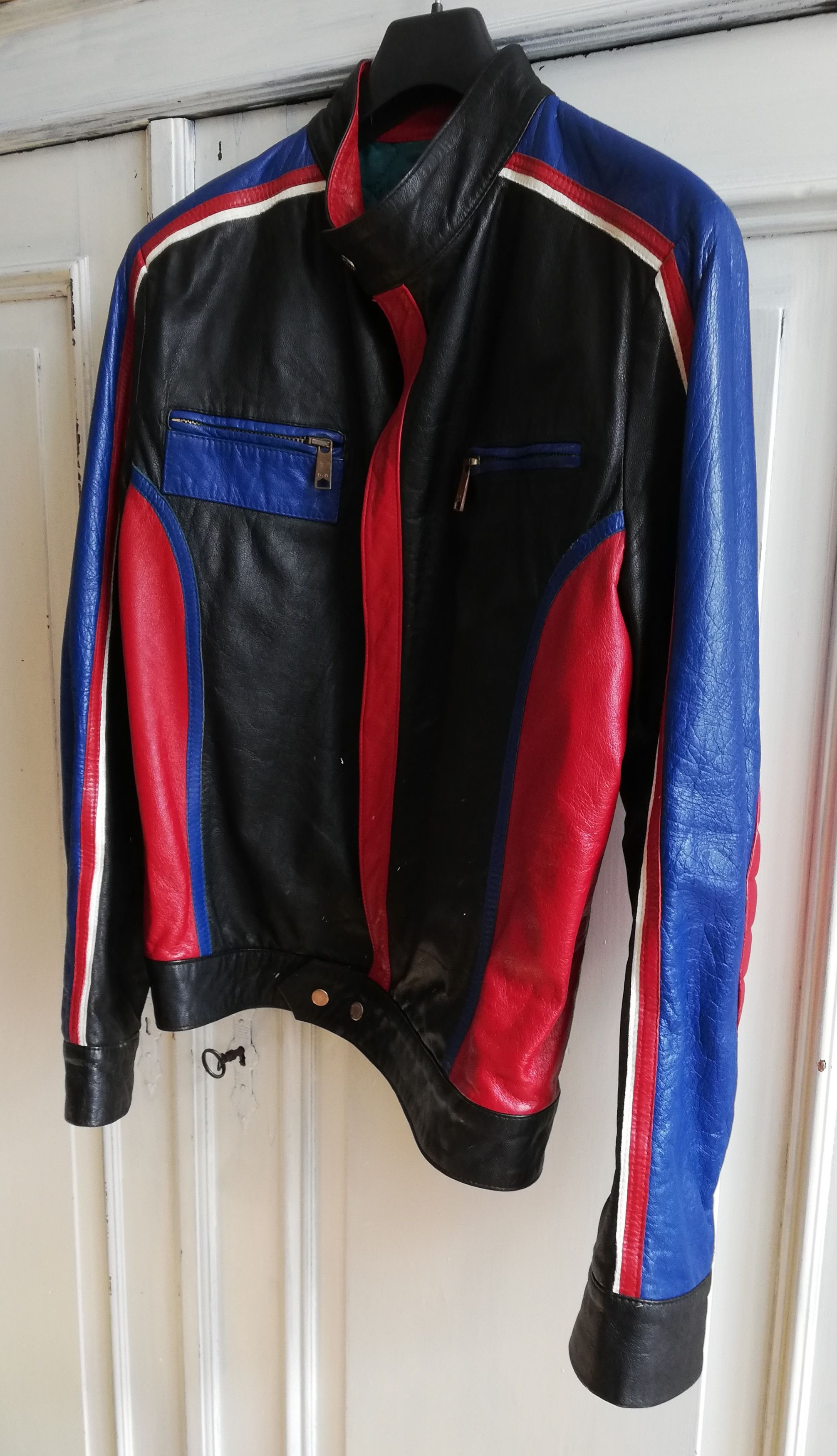 Dolce & Gabbana Multi colored cafe racer leather jacket Size US S / EU 44-46 / 1 - 2 Thumbnail