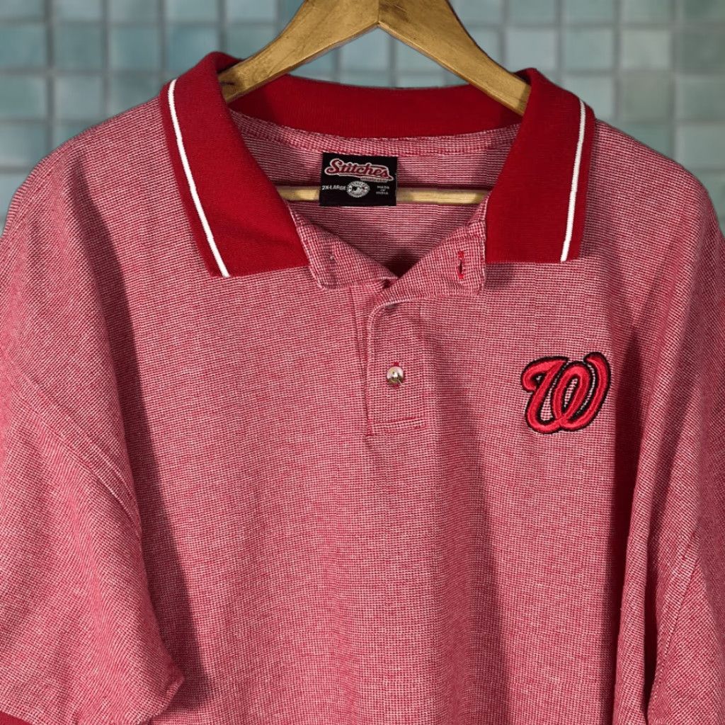 Vintage Stitches Washington Nationals Polo Shirt Mens Red Short Sleeve 2XL Size US XXL / EU 58 / 5 - 1 Thumbnail
