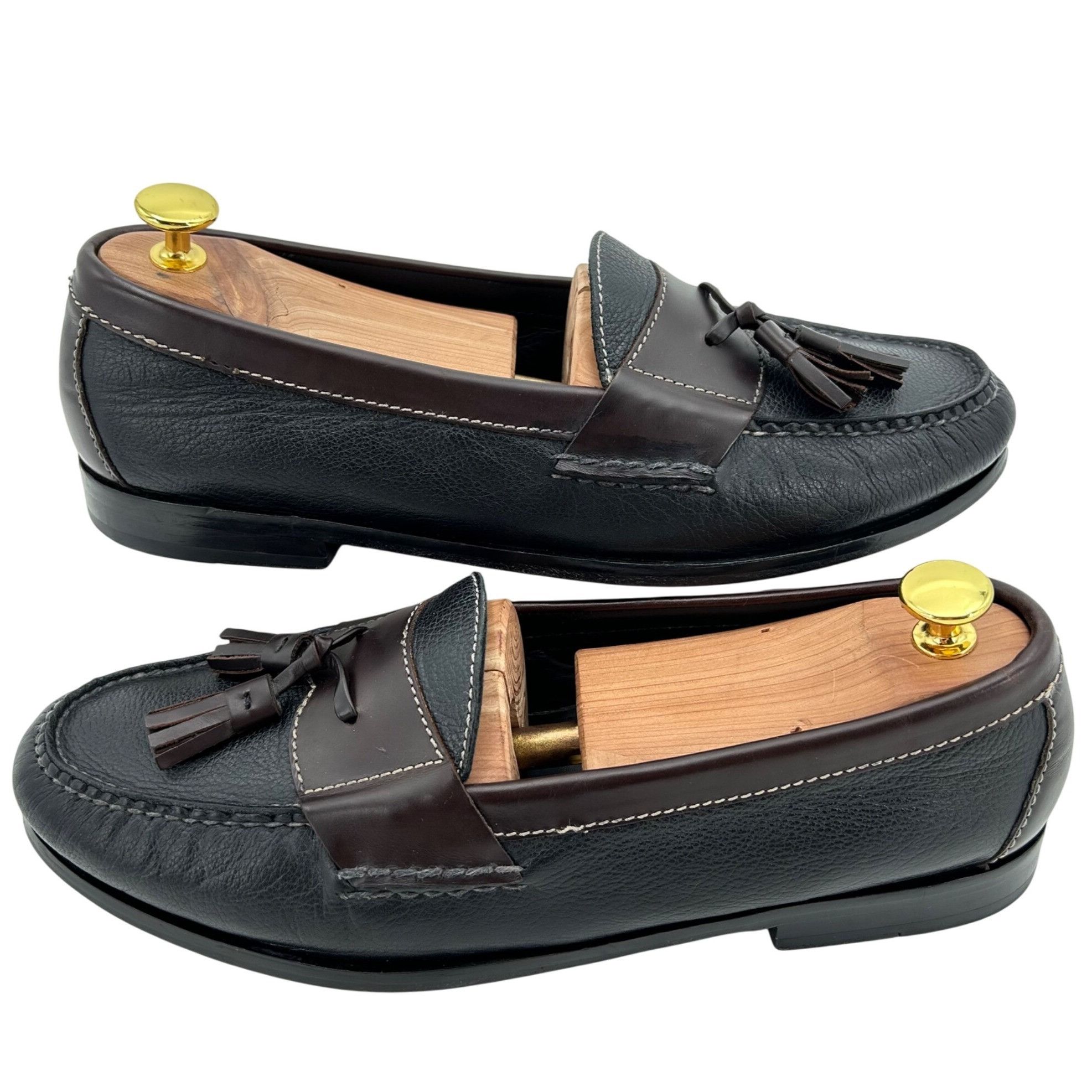 Cole Haan Cole Haan Men's 10D Black Brown Pebble Leather Pinch Tassel Size US 10 / EU 43 - 5 Thumbnail