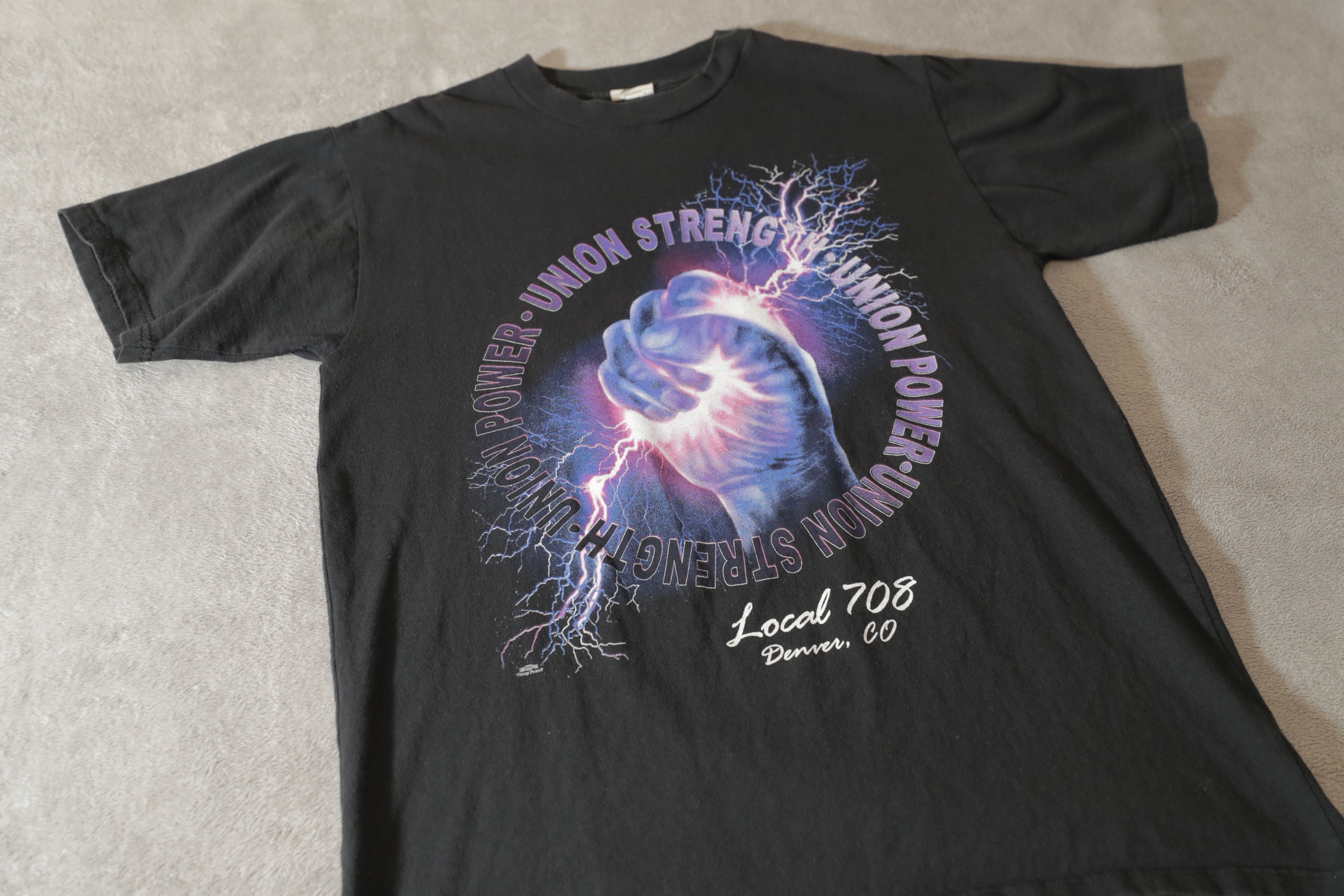 Vintage Union Strength Union Power Local 708 Denver Tee (L) Size US L / EU 52-54 / 3 - 3 Thumbnail