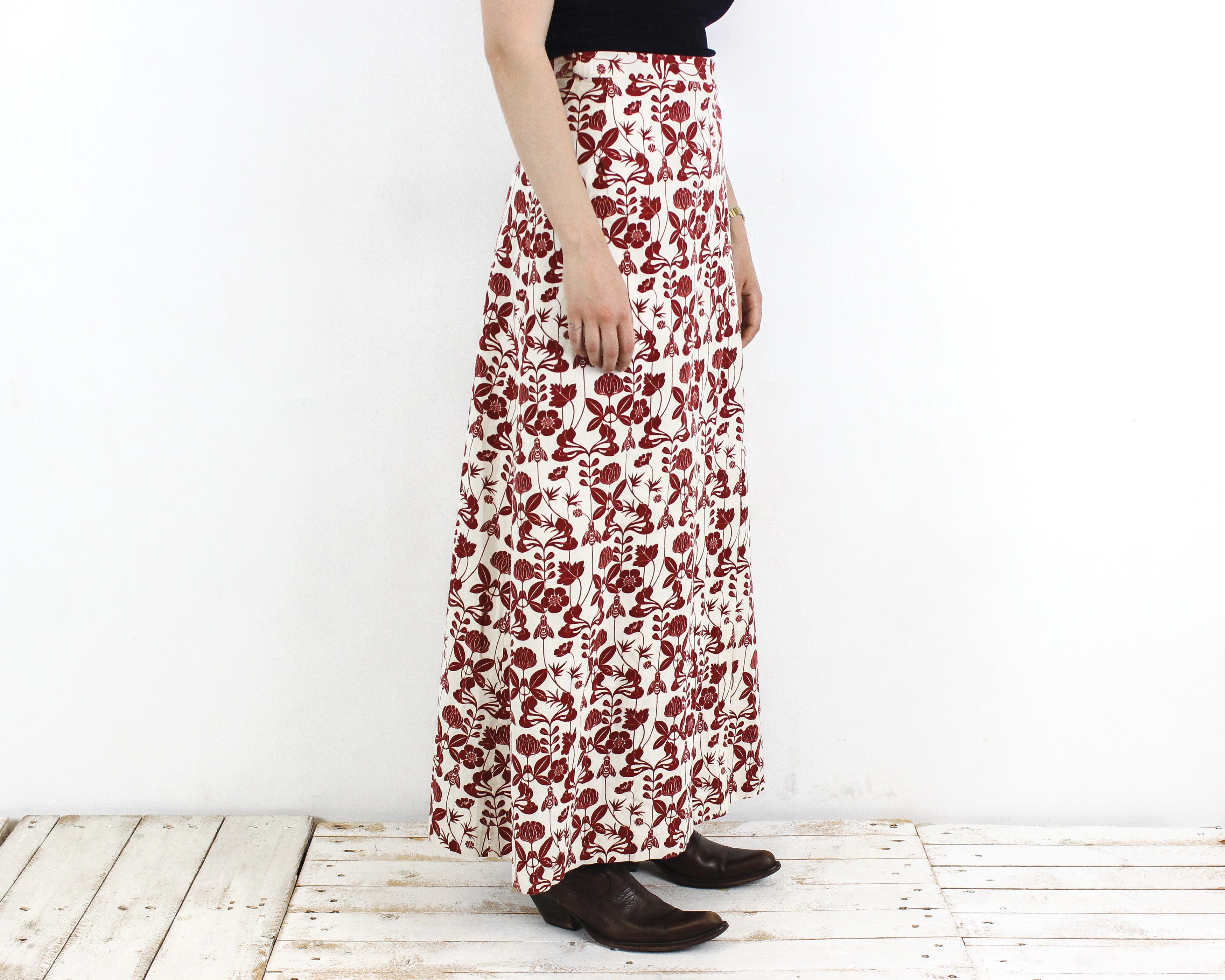 Handmade × Vintage One size fits All Wrap Skirt Floral Floor ankle length long Size 30" / US 8 / IT 44 - 2 Thumbnail
