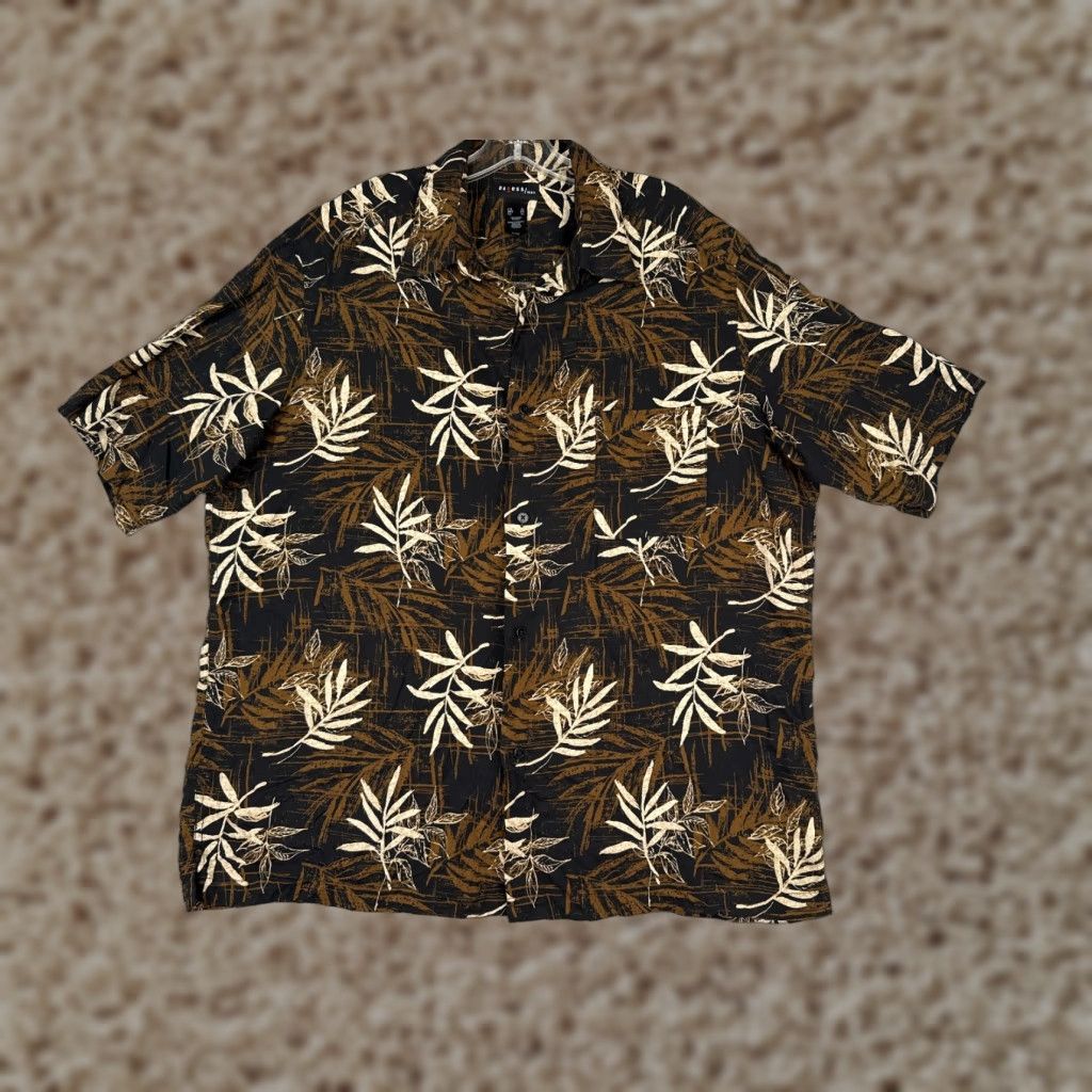 Vintage VINTAGE Axcess Shirt Mens XL Black Floral Leaf Hawaiian Button-Up Rayon Size US XL / EU 56 / 4 - 1 Thumbnail