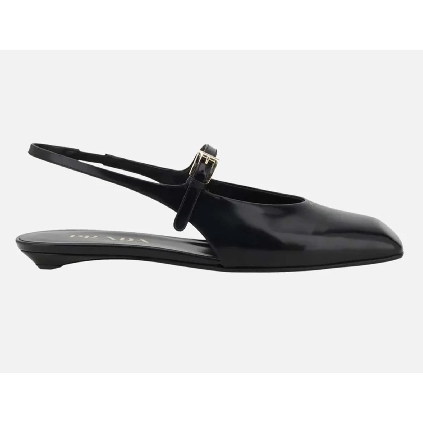 Prada Prada Black Leather Square Toe Mary Jane Slingback Flat 42 Size US 12 / IT 42 - 1 Thumbnail