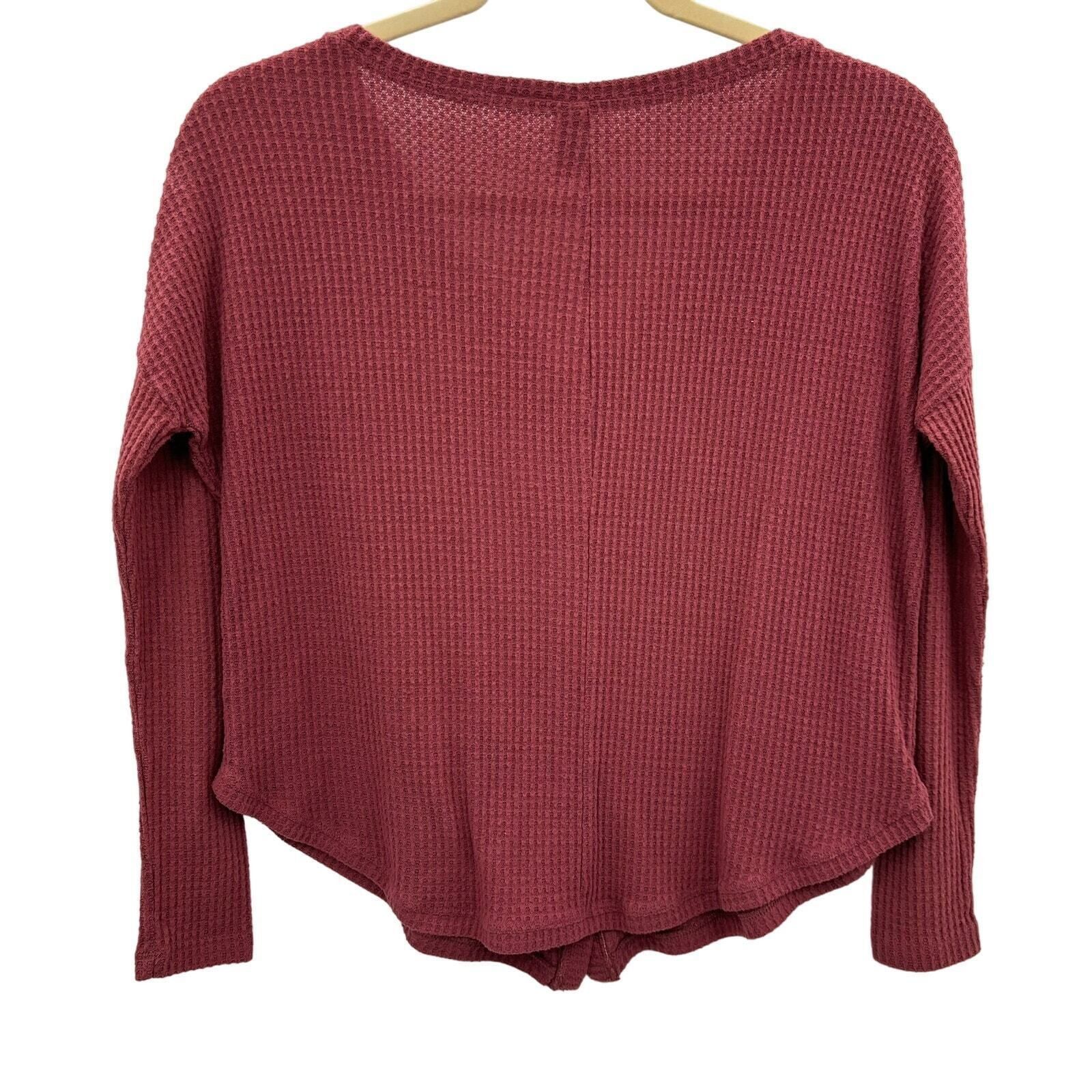 Other Womens Thermal Knotted Top Size Small V-Neck Waffle Knit MIn Size S / US 4 / IT 40 - 3 Thumbnail
