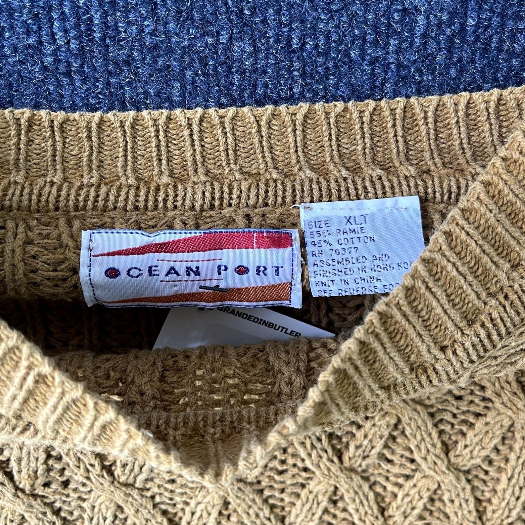Vintage VINTAGE Ocean Port Sweater Mens XLT Cable Knit Crewneck Pullover Ramie Cotton Blend Size US XL / EU 56 / 4 - 2 Thumbnail