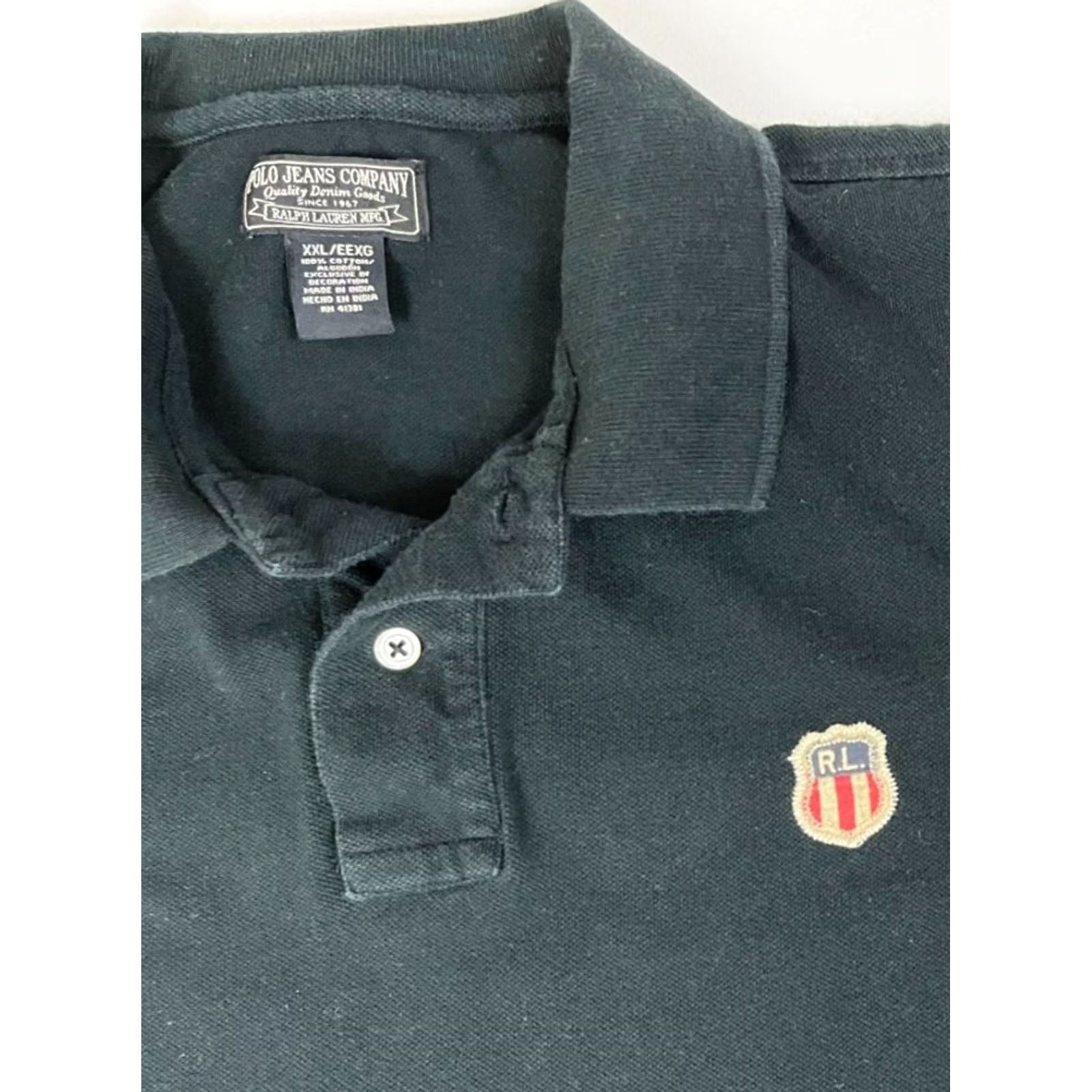 Ralph Lauren VINTAGE Polo Jeans Company Ralph Lauren Polo Shirt Men 2XL Black 90s Polo Shirt Embroidered Logo Size US XXL / EU 58 / 5 - 4 Thumbnail