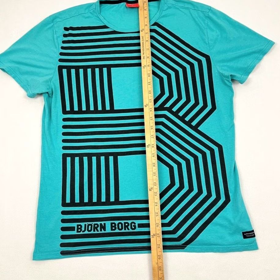 Vintage Bjorn Borg Shirt Mens XL Blue Teal Active Tennis Workout Training Liam Graphic Print Size US XL / EU 56 / 4 - 5 Thumbnail