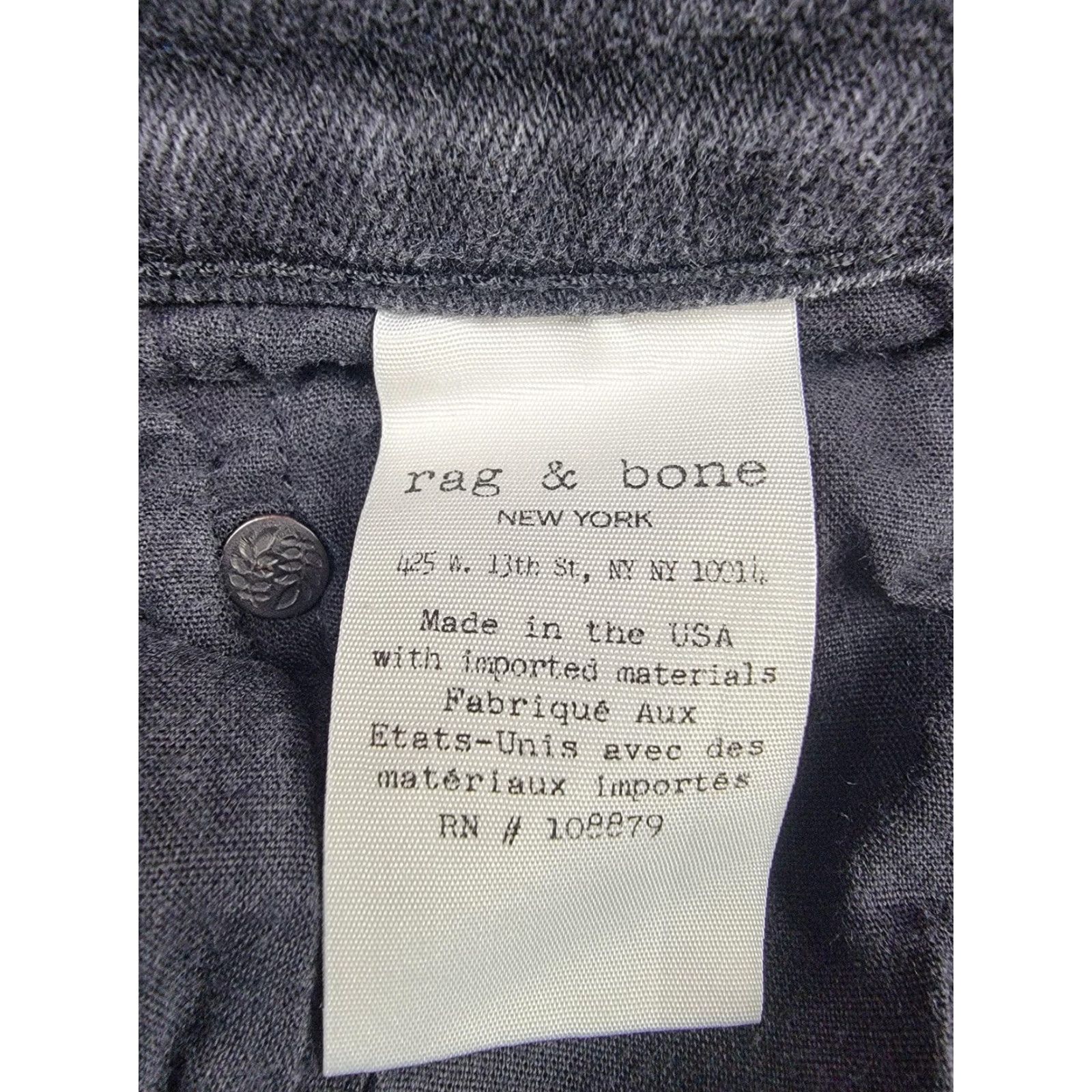 Rag & Bone rag & bone Jeans Mens 29 Black Fit 1 Skinny Button Fly Made USA 29x31 Stretch Size US 29 - 7 Thumbnail