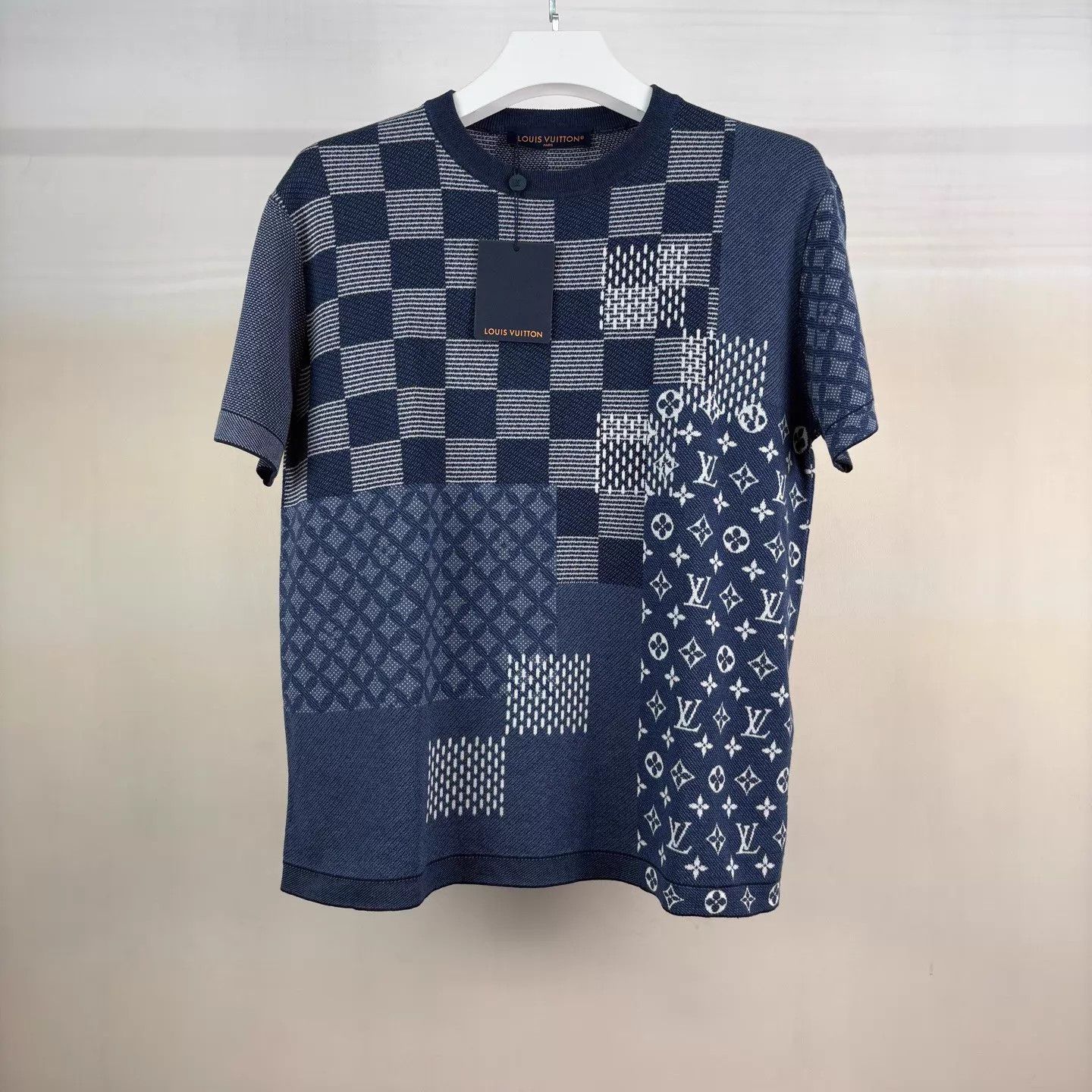 Louis Vuitton Louis Vuitton Blue Damier Short Sleeve Knit M Size US M / EU 48-50 / 2 - 1 Thumbnail
