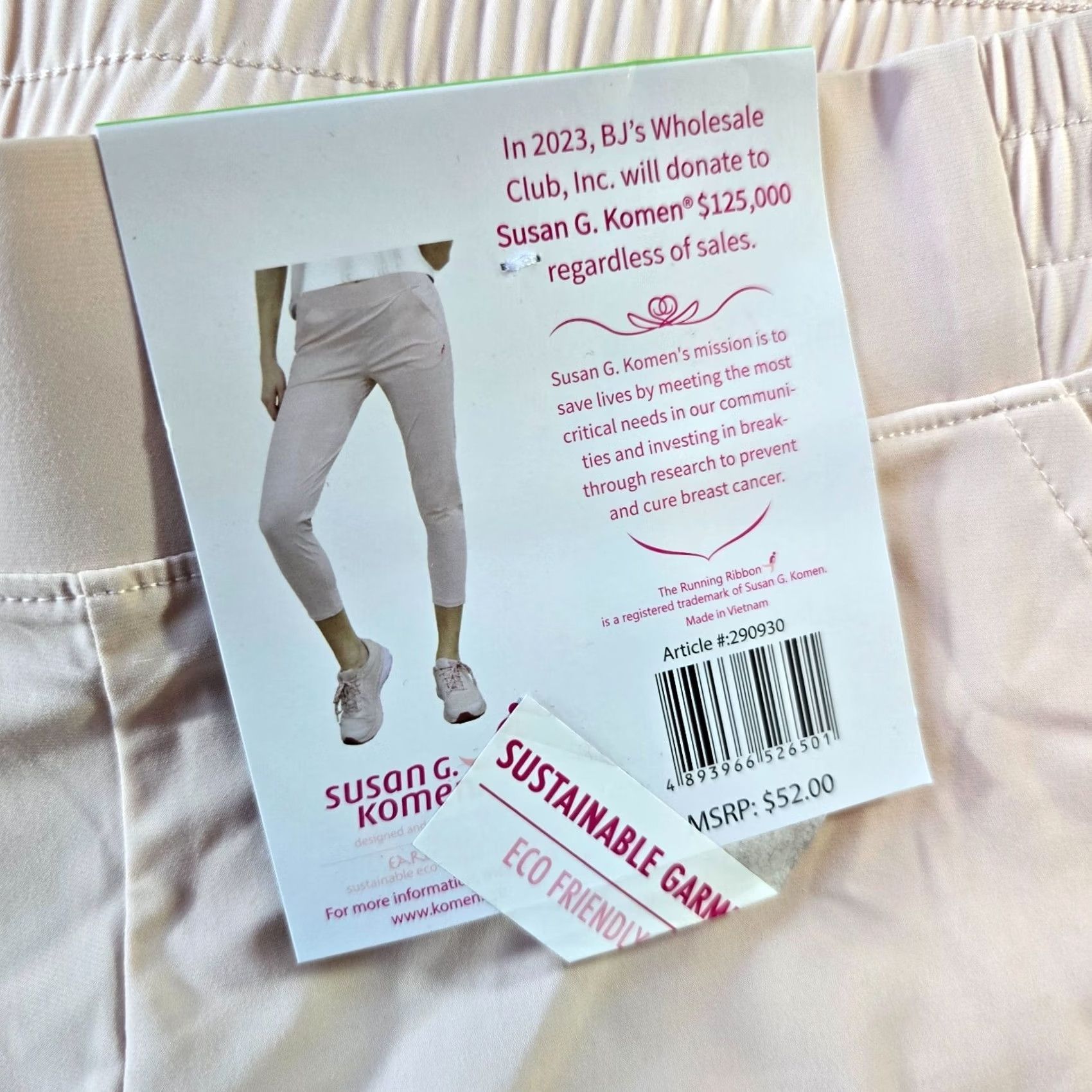 Vintage Earth Yoga Pants Women Size Large Pink Susan G Koman Cancer Performance Casual Size 36" / US 14 / IT 50 - 5 Thumbnail