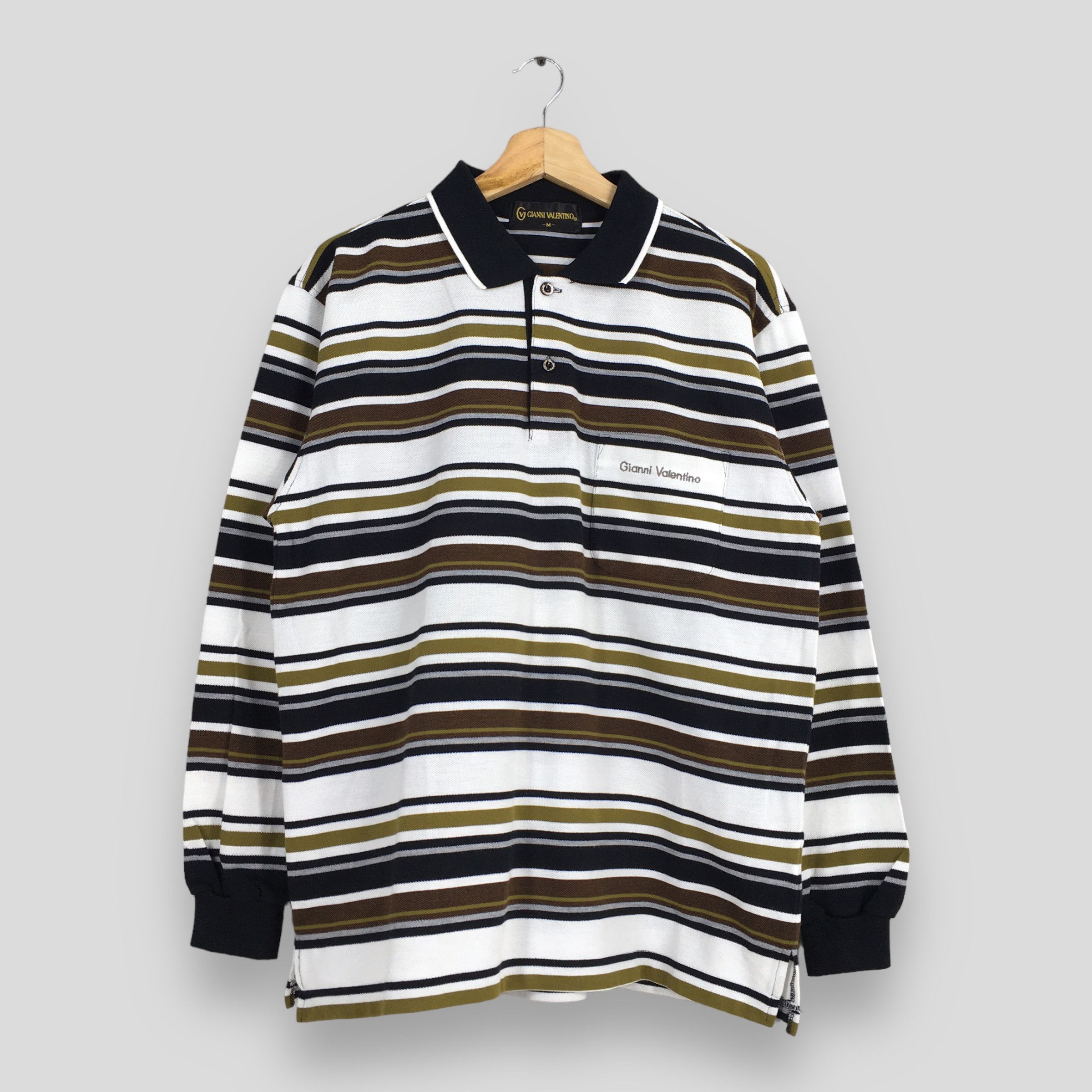 Gianni Valentino Vintage Gianni Valentino Italy Stripes Polos Shirt Medium Size US M / EU 48-50 / 2 - 1 Thumbnail
