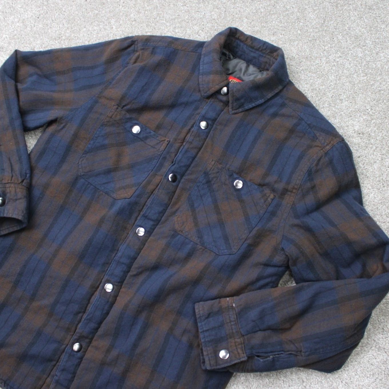 JCPenney VINTAGE JC Penny Shacket Mens Small Blue/Gray Plaid Lined Flannel Button-Up Shirt Busy Workwear Casual Retro 60s 70s Mens Small Button-Front Cardi Size US S / EU 44-46 / 1 - 3 Thumbnail