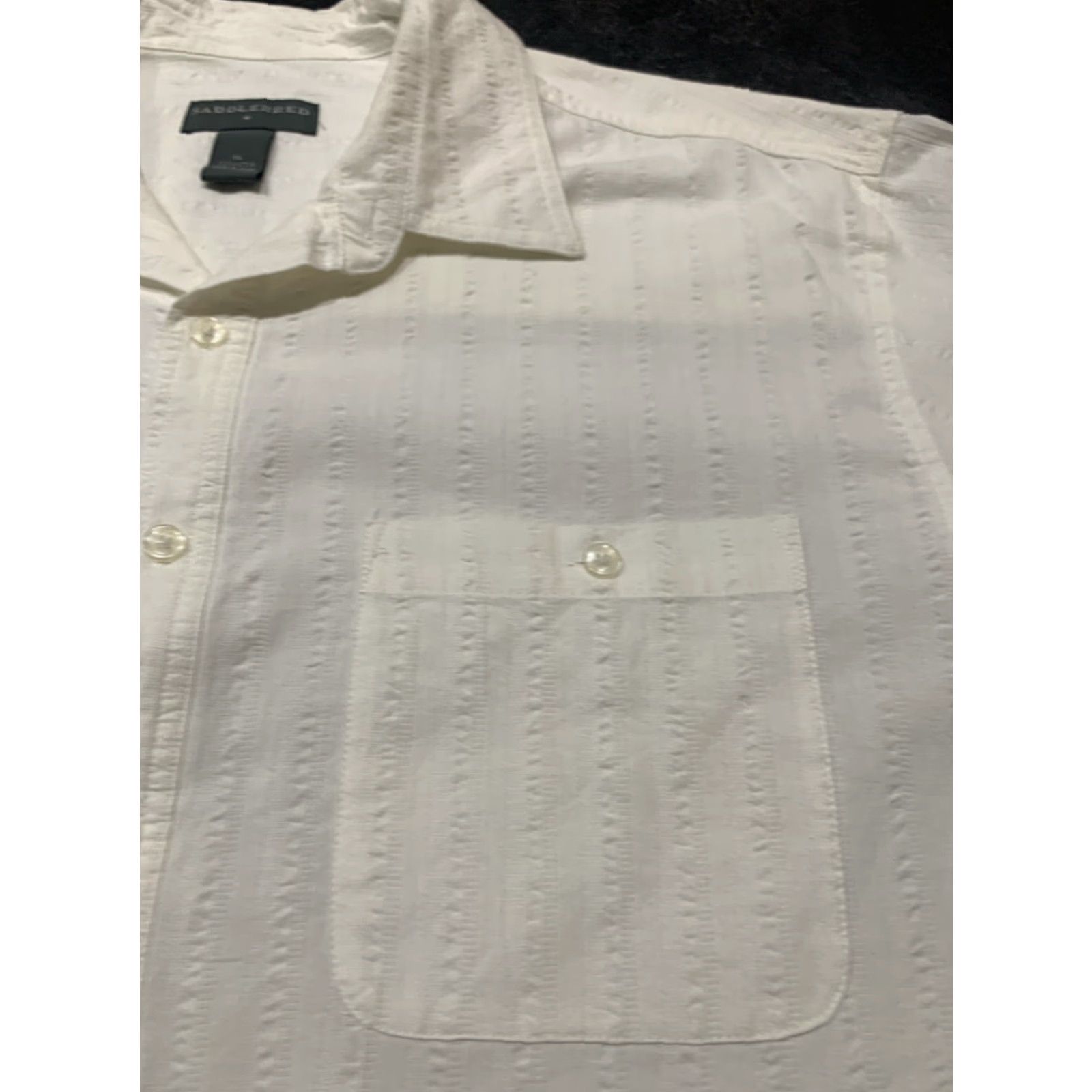 Vintage SADDLERBED Men's XL White Plaid Short Sleeve Button-Up Shirt Cotton Casual Size US XL / EU 56 / 4 - 3 Thumbnail
