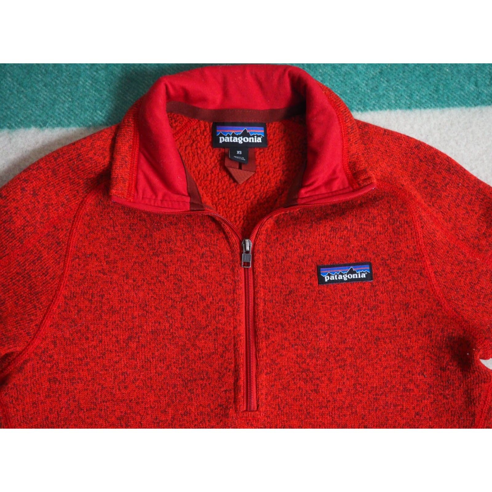 Patagonia Patagonia Better Sweater Speckled Red Hiking Logo 1/4 Zip Fleece Jacket Women XS Size XS / US 0-2 / IT 36-38 - 2 Thumbnail