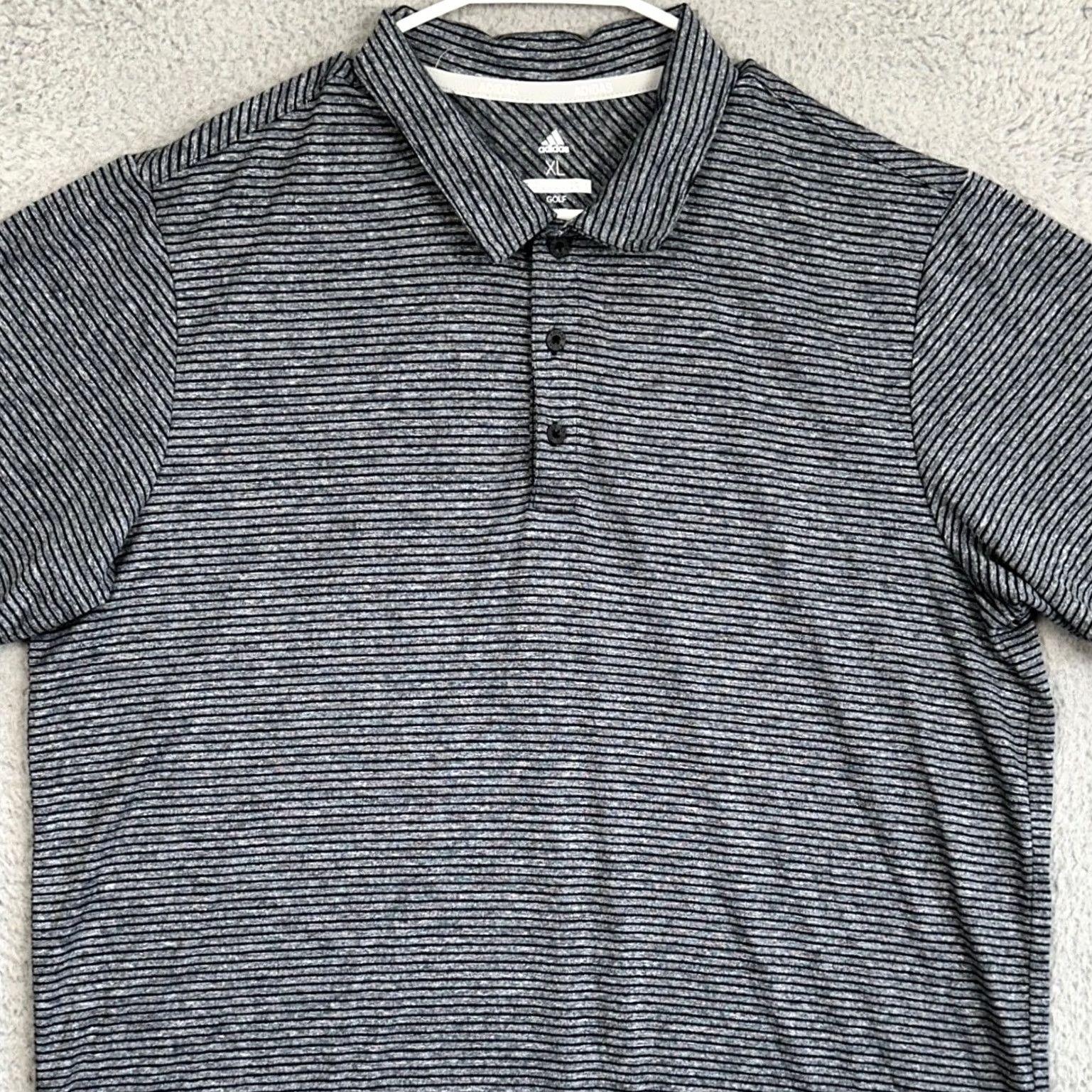 Adidas Adidas Polo Shirt Mens XL Grey Black Striped Golf Performance Rugby Athletic EUC Size US XL / EU 56 / 4 - 2 Thumbnail