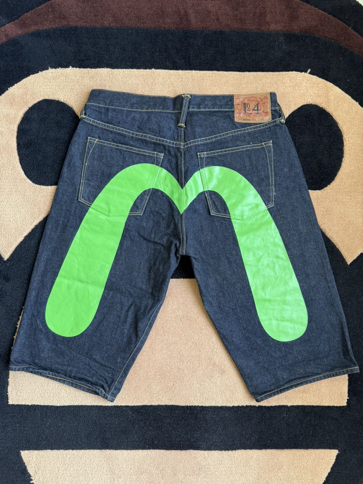 Evisu EVISU green daicock denim shorts！size：34 Size US 34 / EU 50 - 1 Thumbnail