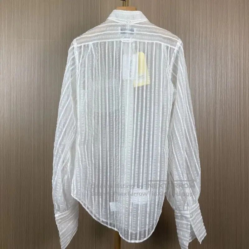Thom Browne Thom Browne White Sheer Striped Blouse . Size L / US 10 / IT 46 - 2 Thumbnail