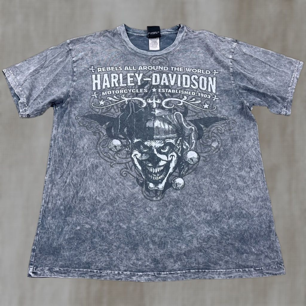 Harley Davidson VINTAGE Harley-Davidson Graphic Shirt Men Large Gray Acid Wash 80s Biker Retro Size US L / EU 52-54 / 3 - 1 Thumbnail