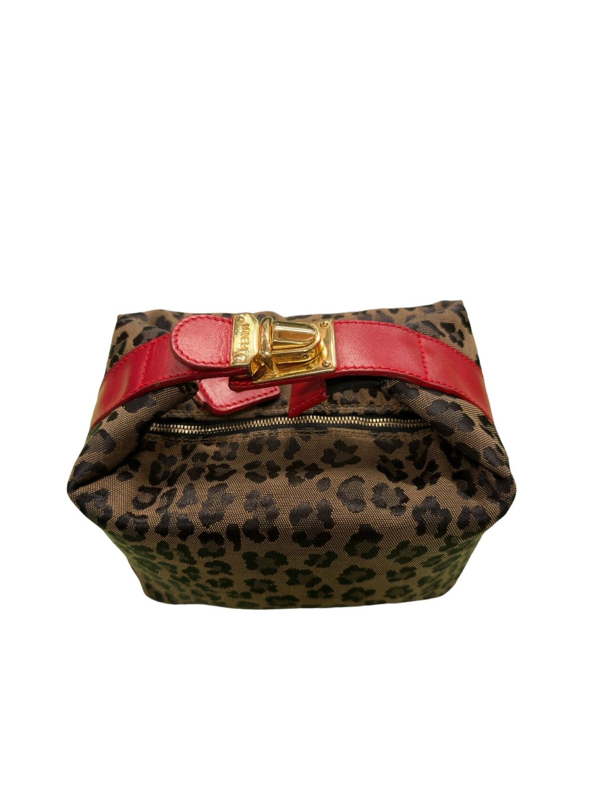 AUTHENTIC VINTAGE FENDI LEOPARD MINI VANITY POUCH