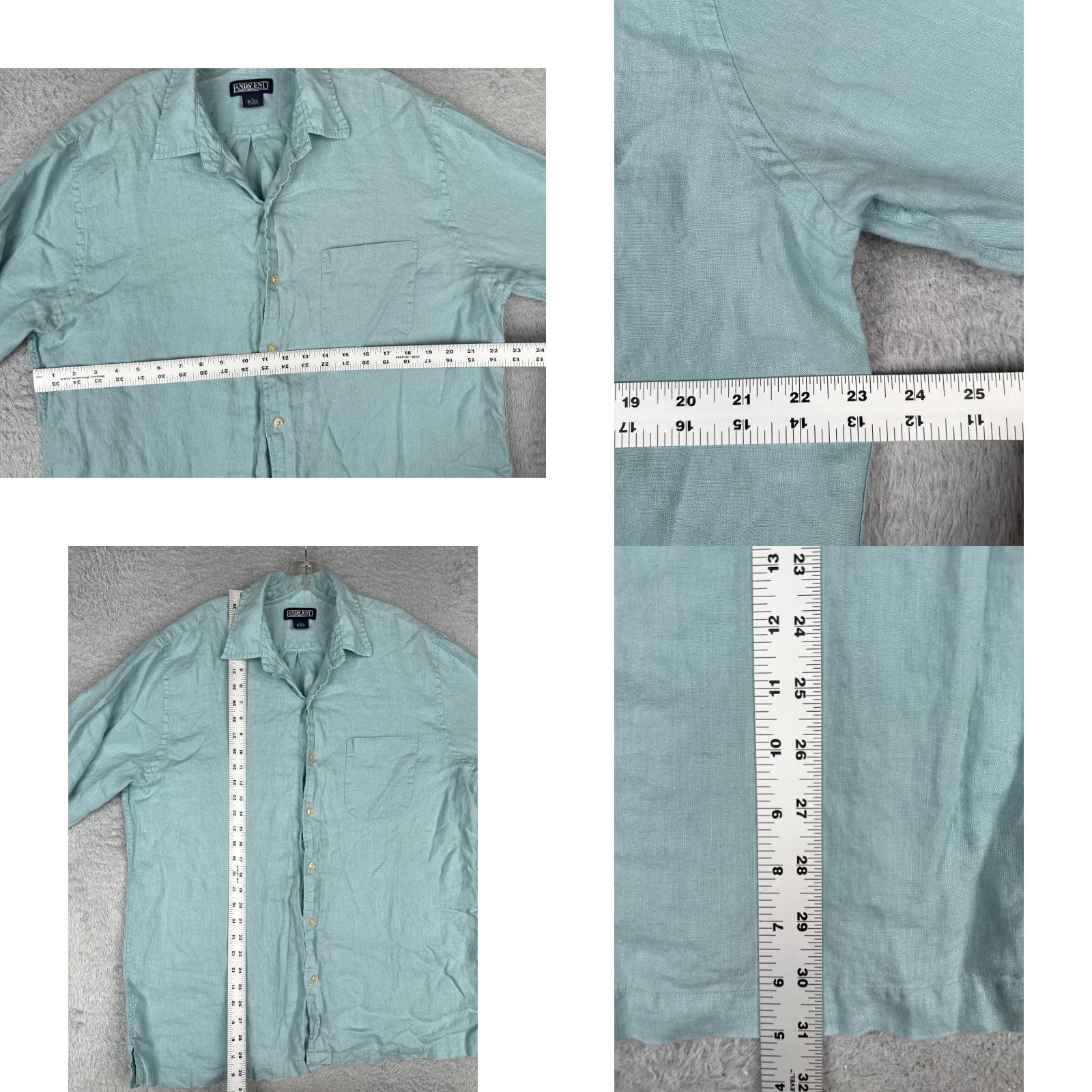 Lands' End Lands' End Shirt Men Large 16-16.5 Blue Cotton Button Up Short Sleeve Pocket Casual Workwear Size US L / EU 52-54 / 3 - 8 Thumbnail