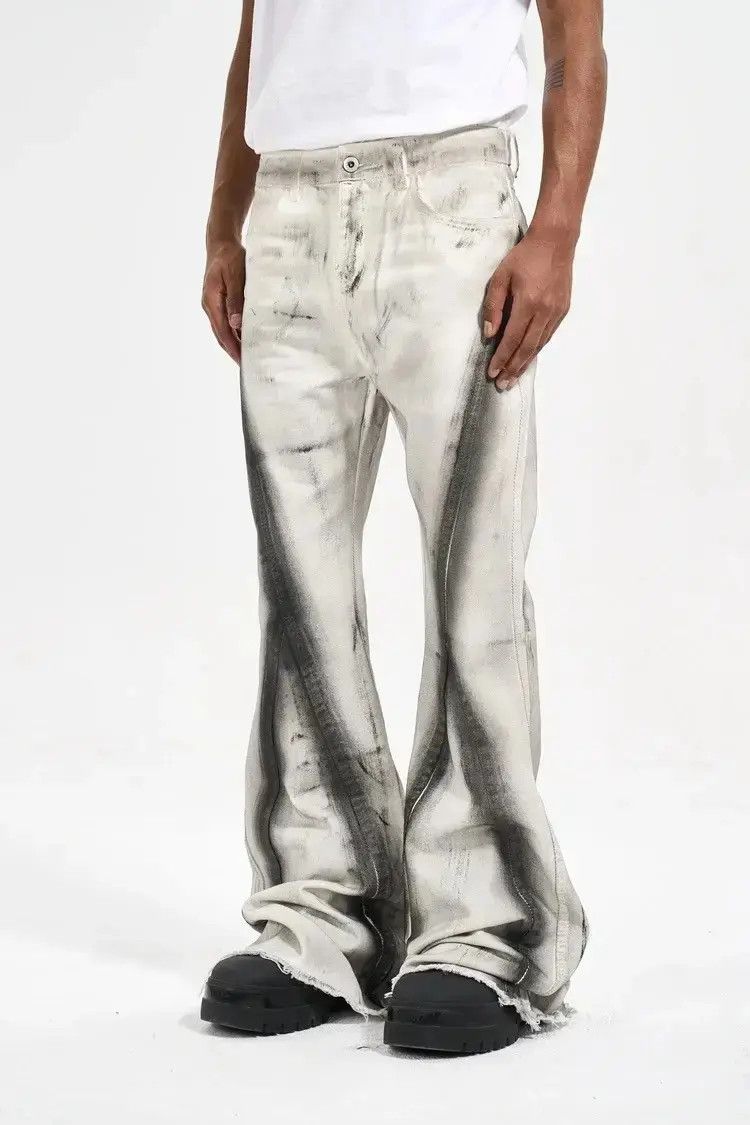 Japanese Brand Streetwear Retro Style Graffiti Flare Distressed Jeans Pants Size US 34 / EU 50 - 2 Thumbnail