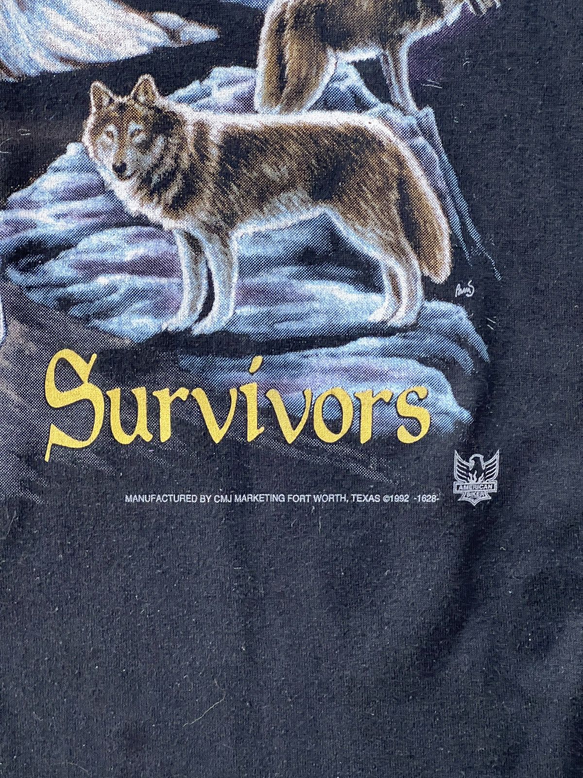 Harley Davidson Vintage 90s 3D Emblem Survivors Motorcycle Wolf Tee Large Size US L / EU 52-54 / 3 - 6 Thumbnail
